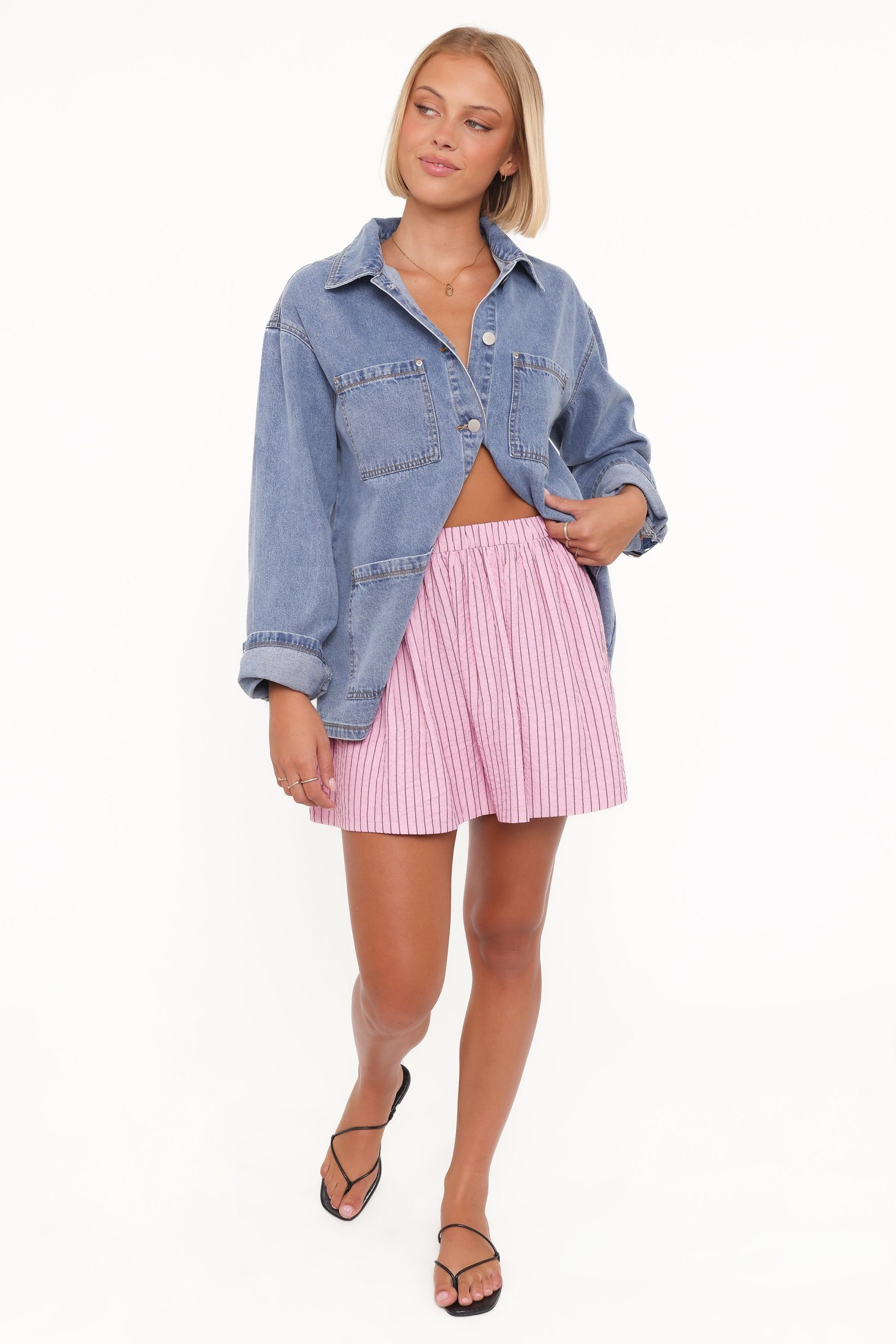 Domitia Mini Aline Skirt - Pink White Stripe - Image 2