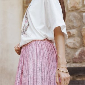 Domitia Mini Aline Skirt - Pink White Stripe