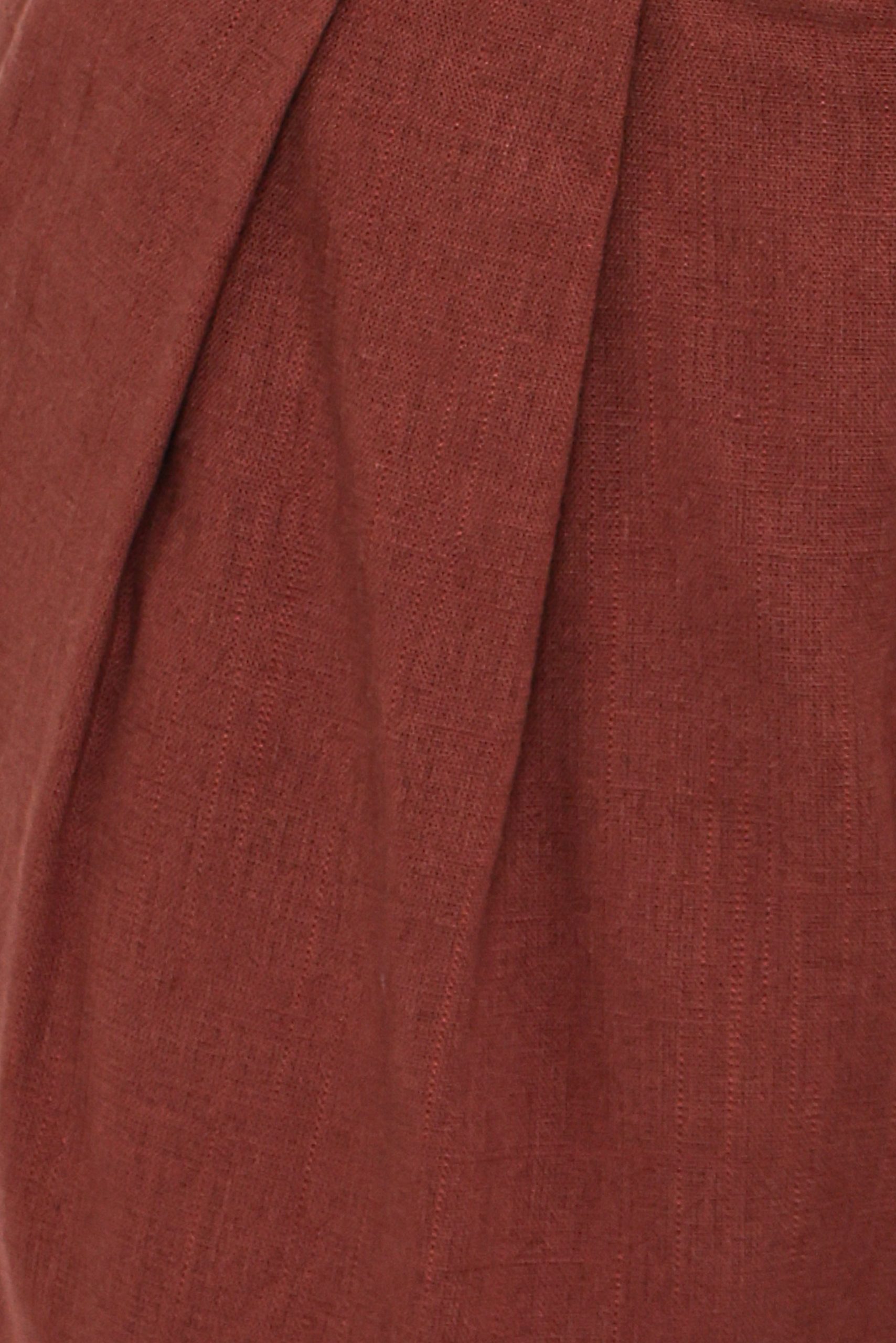Elinor Cuffed Linen Short - Brown - Image 7