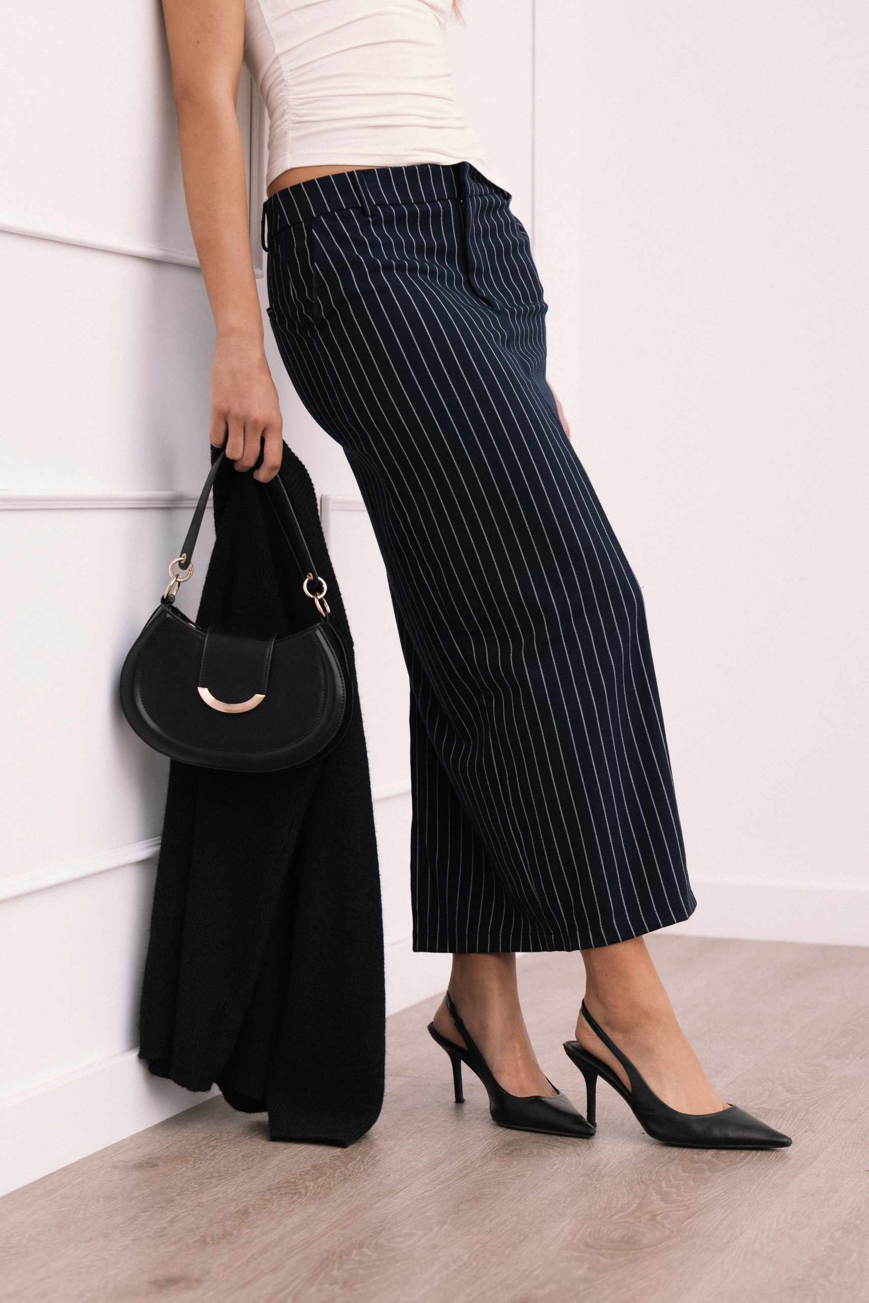 Ellory Midi Skirt - Navy Pinstripe - Image 2
