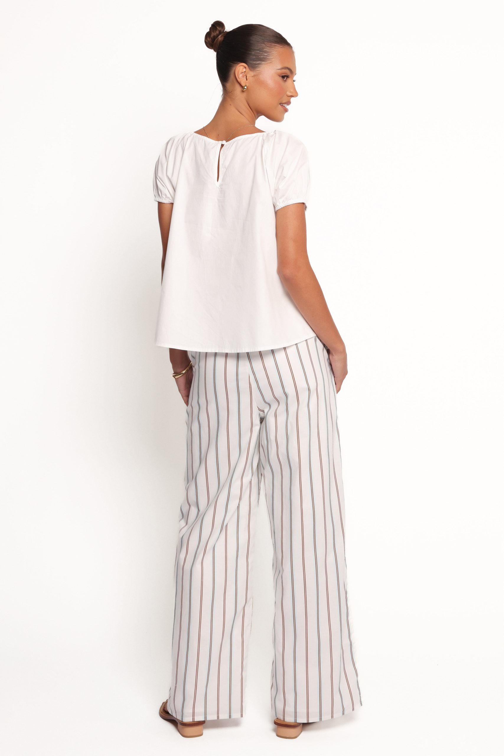 Ember Cotton Pants - Blue Brown Stripe - Image 4