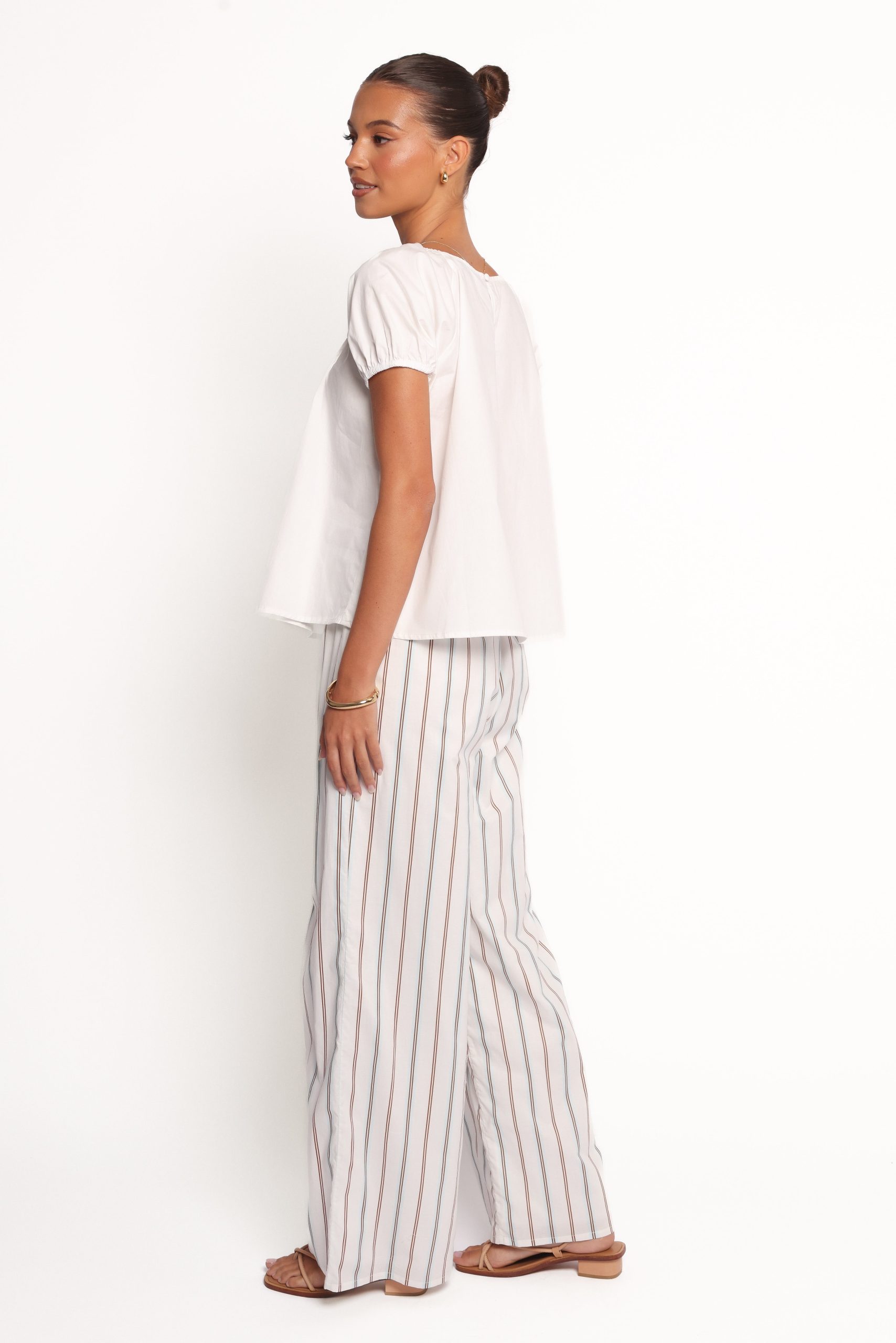 Ember Cotton Pants - Blue Brown Stripe - Image 5