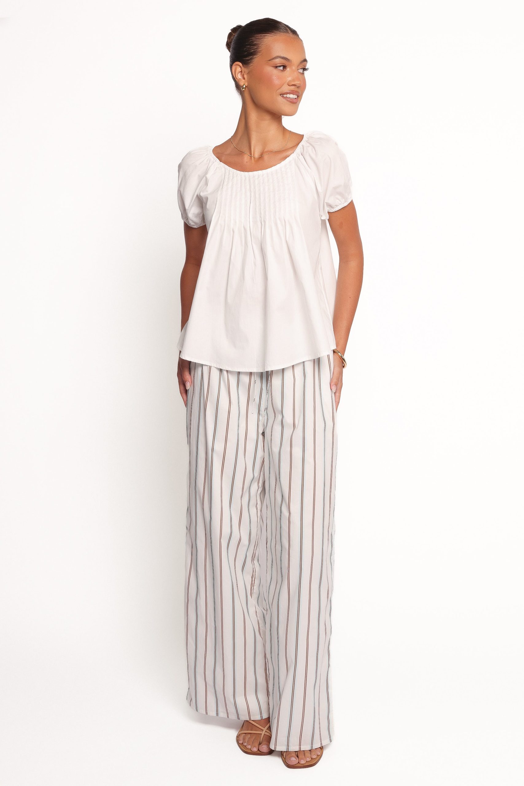 Ember Cotton Pants - Blue Brown Stripe - Image 3
