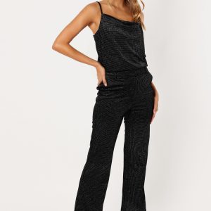 Ensley Velvet Shimmer Pant - Black