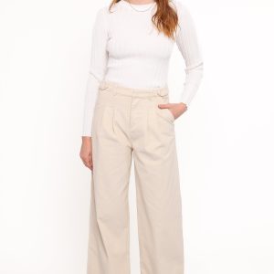 Faelan Wide Leg Cord Pants - Beige
