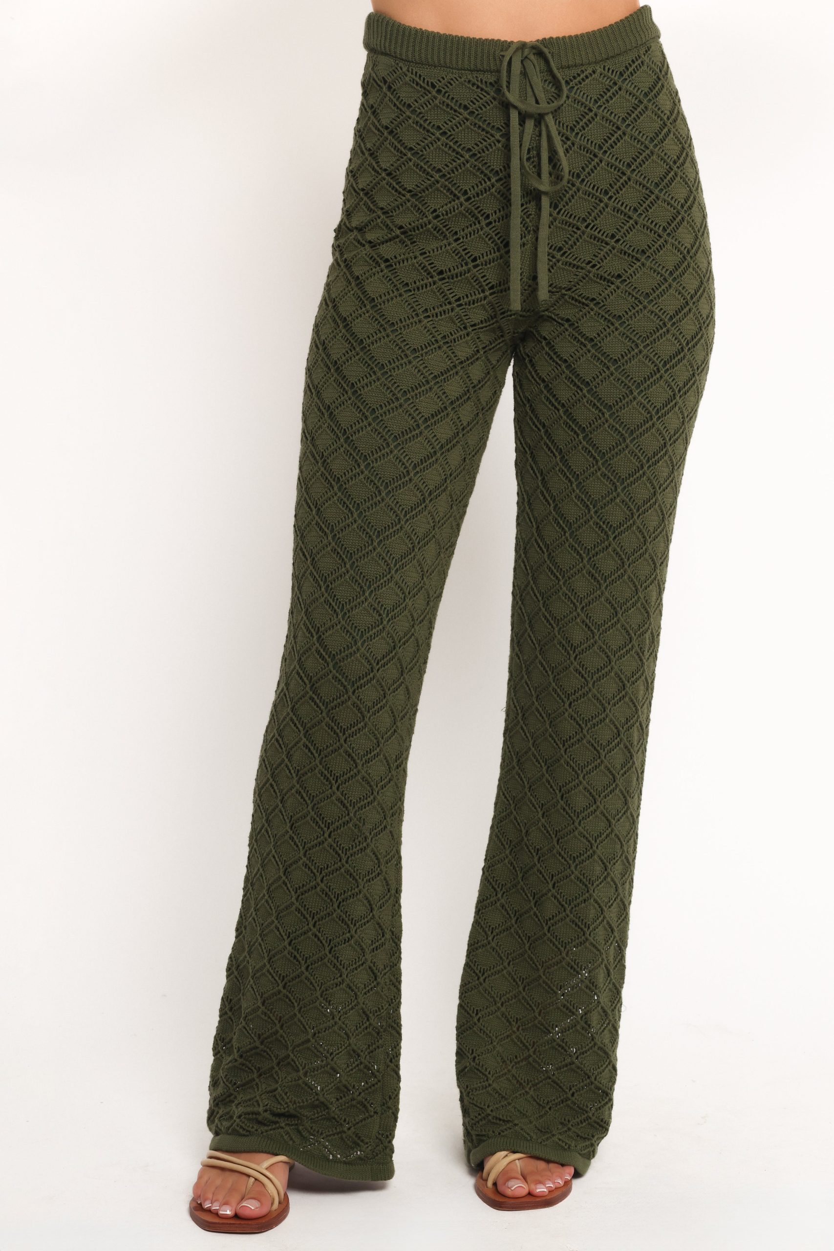 Fefe Textured Knit Pants - Olive - Image 3