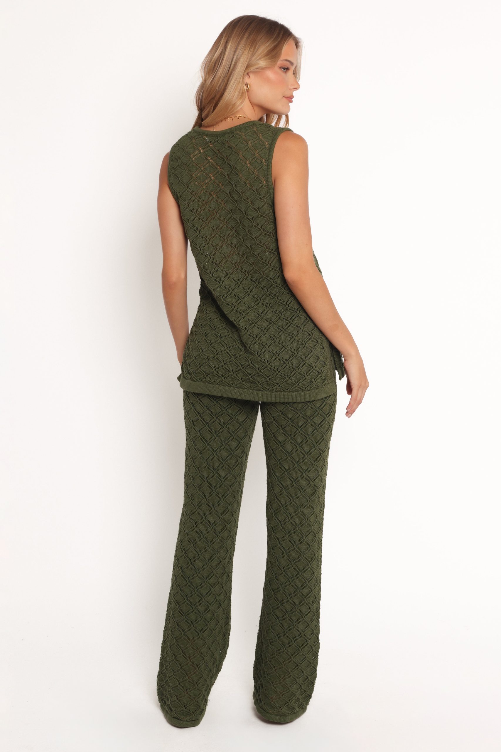 Fefe Textured Knit Pants - Olive - Image 5
