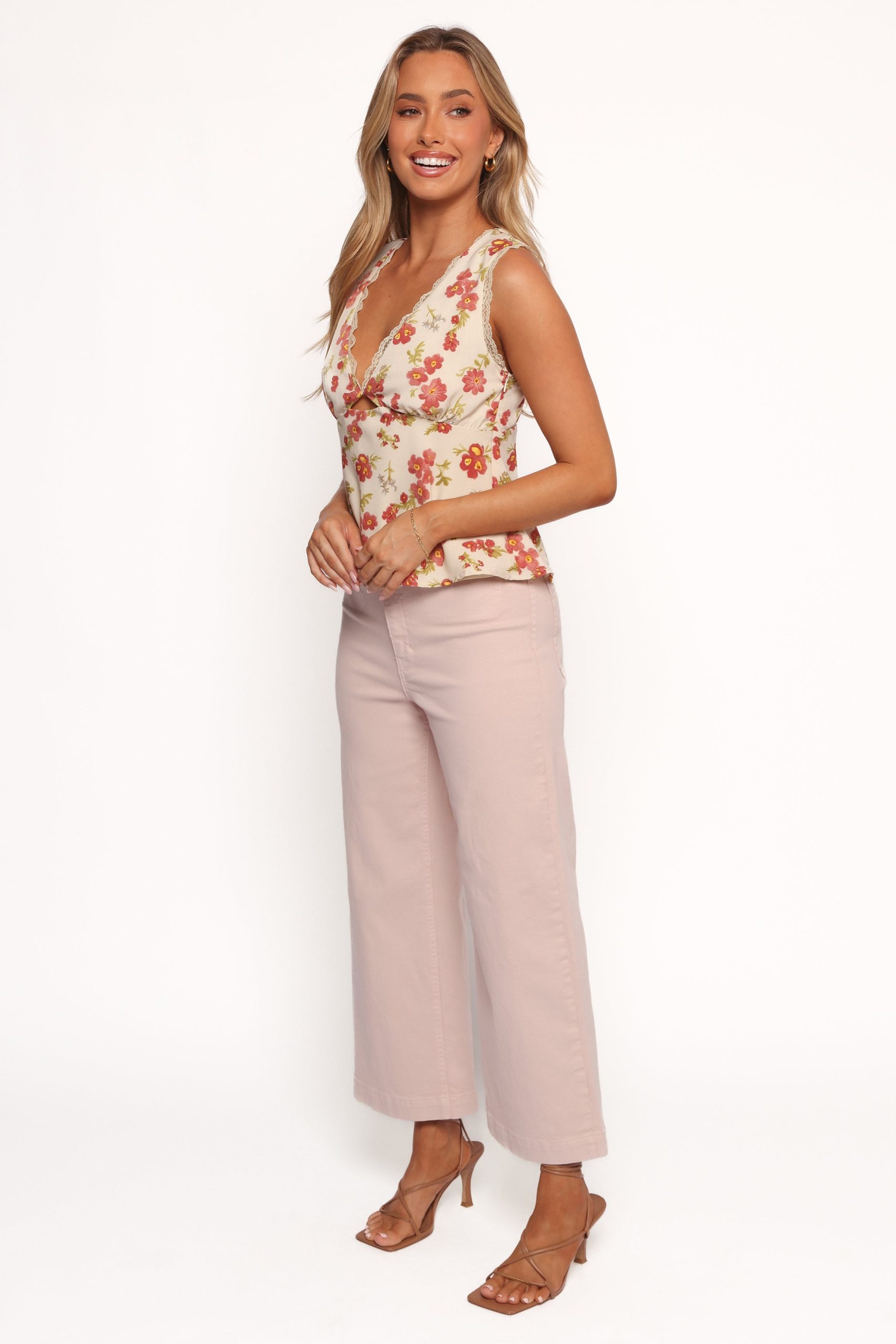 Gemma Cropped Wide Leg Jeans - Sepia Rose - Image 2