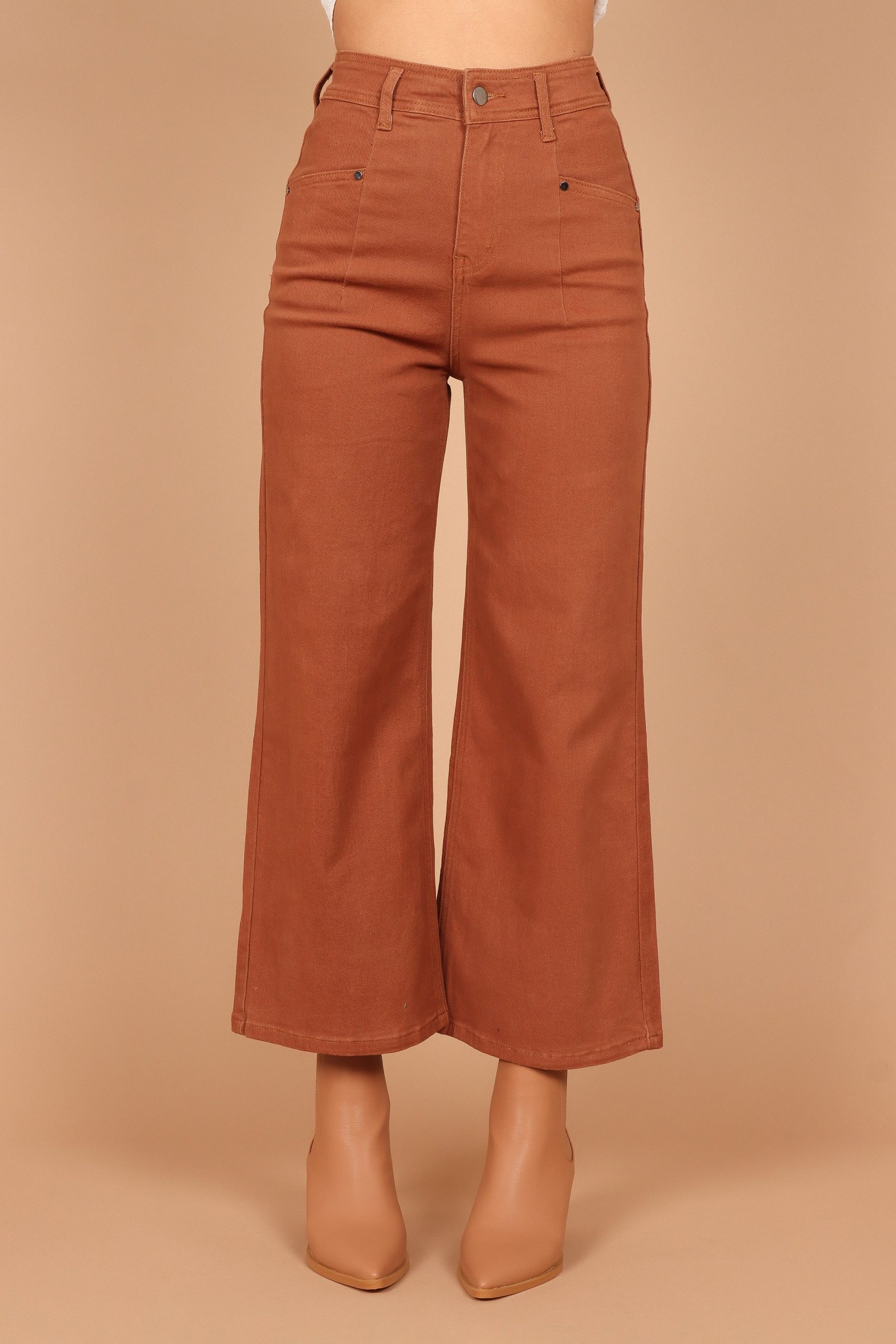Georgette High Waisted Straight Leg Pants - Brown - Image 4