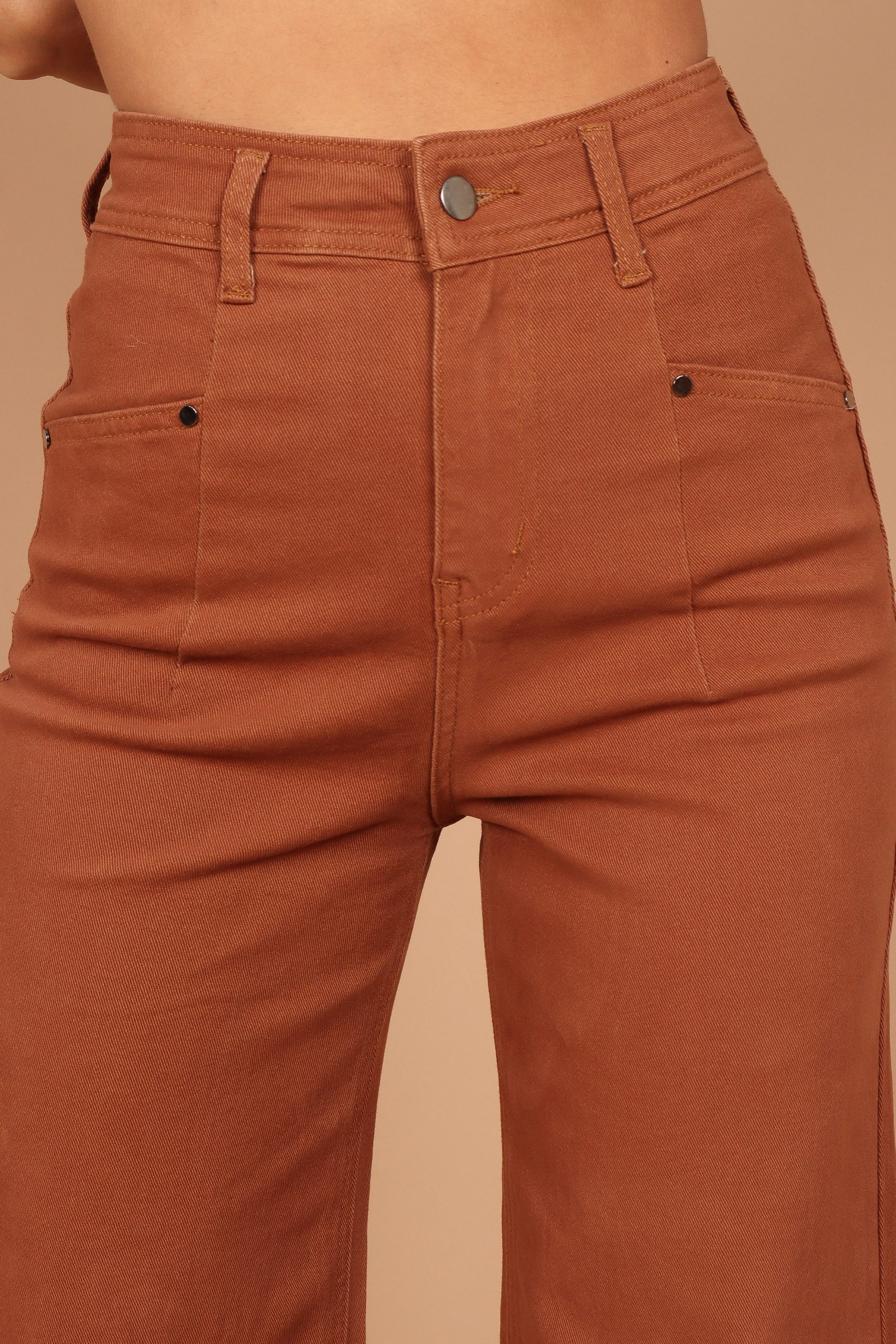 Georgette High Waisted Straight Leg Pants - Brown - Image 3