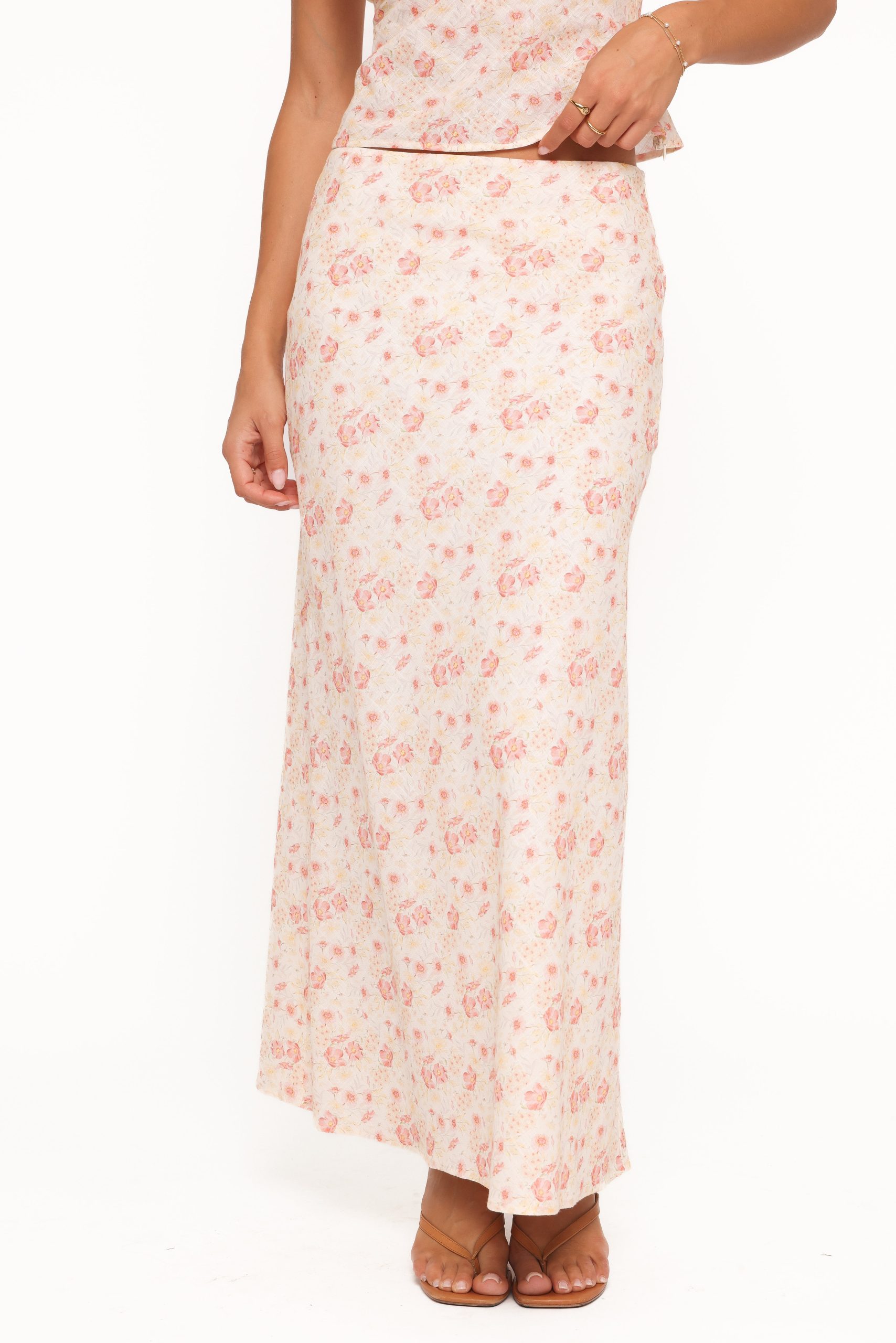 Giarda Maxi Skirt - Peach Ditsy Floral - Image 3