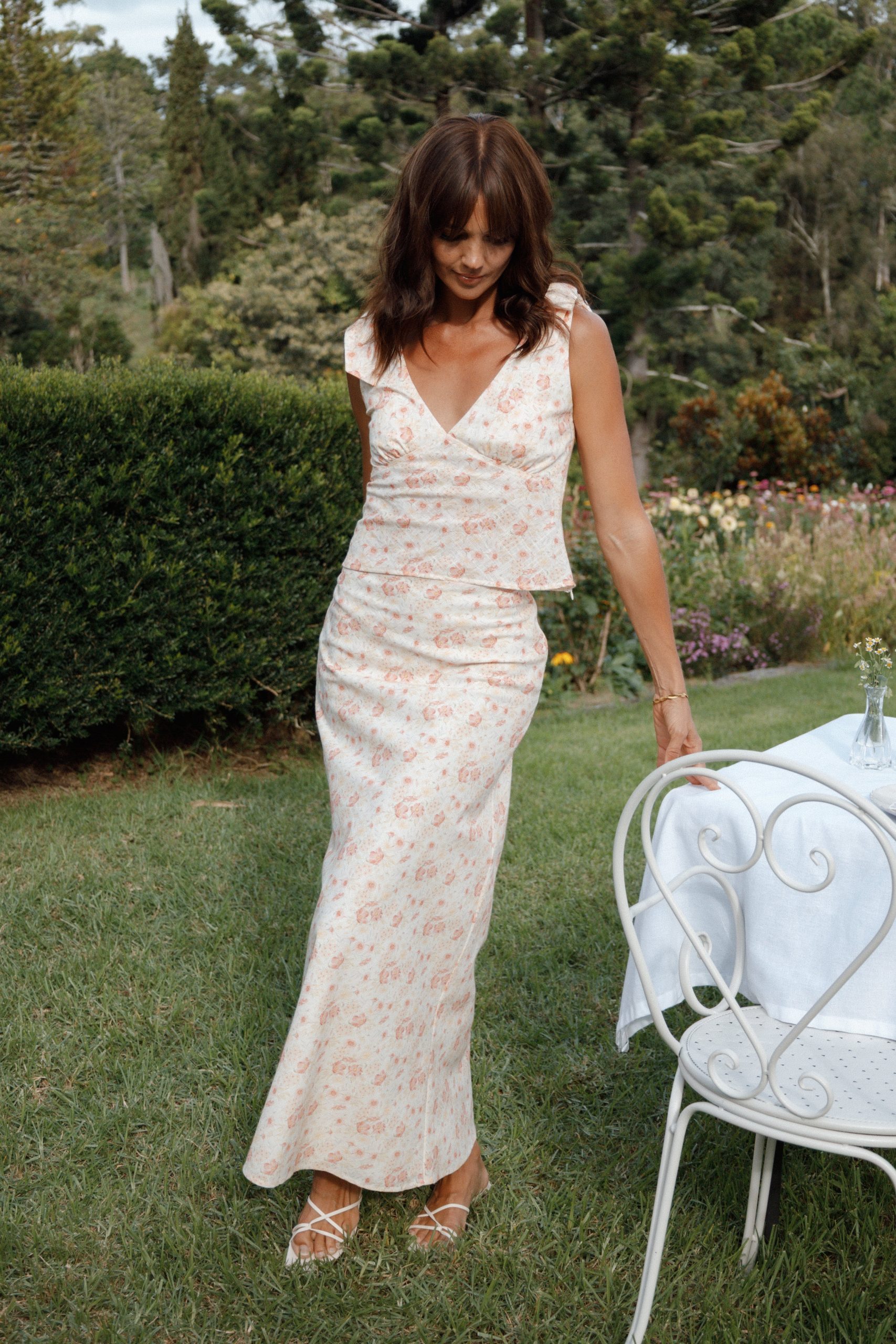 Giarda Maxi Skirt - Peach Ditsy Floral - Image 7