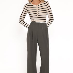 Hayden Pleated Wide Leg Pant - Dark Olive