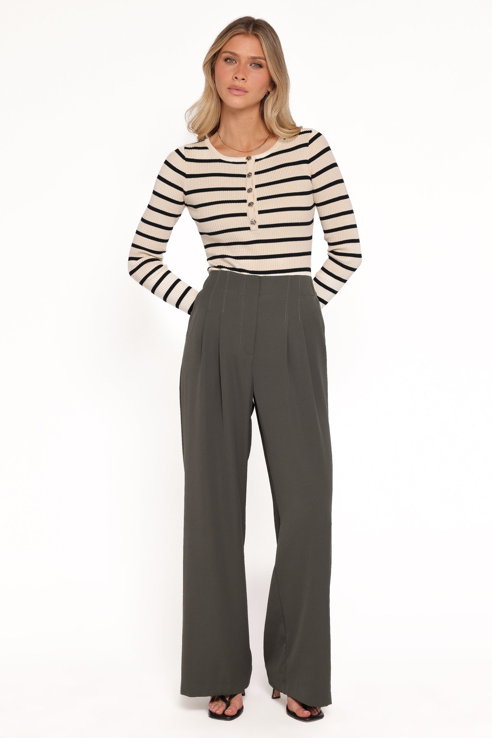Hayden Pleated Wide Leg Pant - Dark Olive