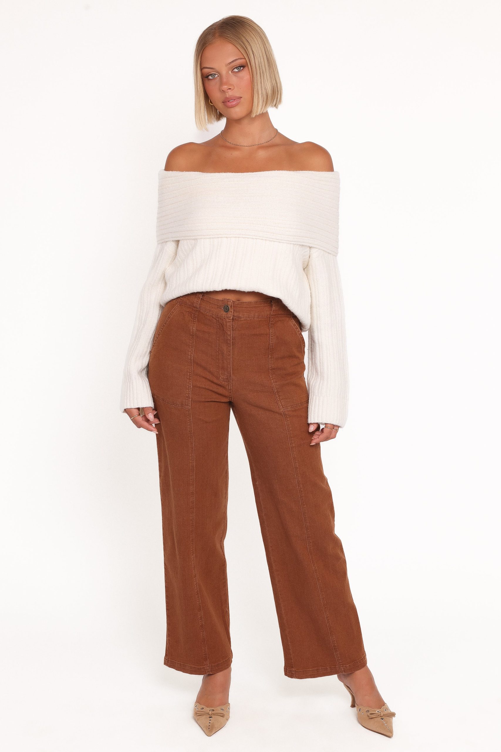 Hayes Wide Leg Pant - Mocha Brown - Image 2