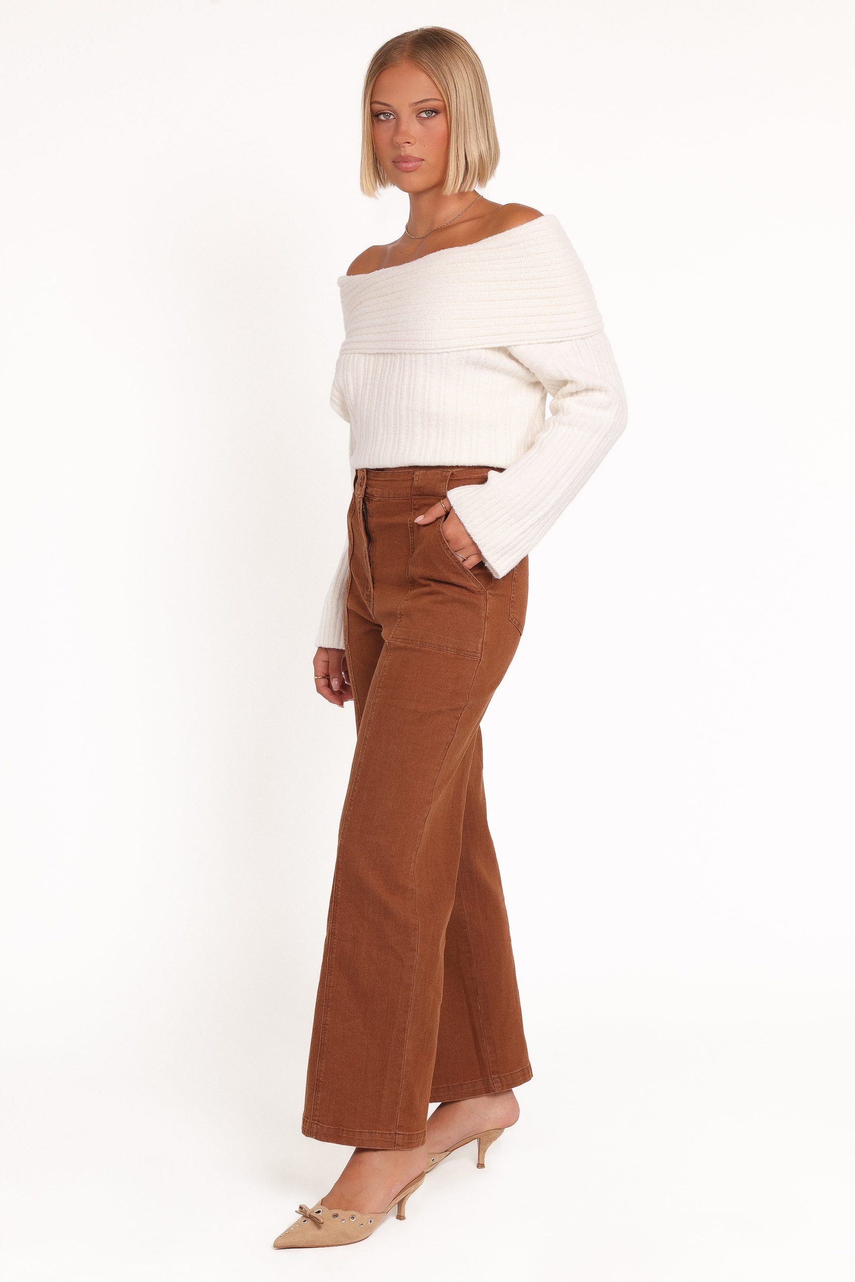 Hayes Wide Leg Pant - Mocha Brown - Image 3