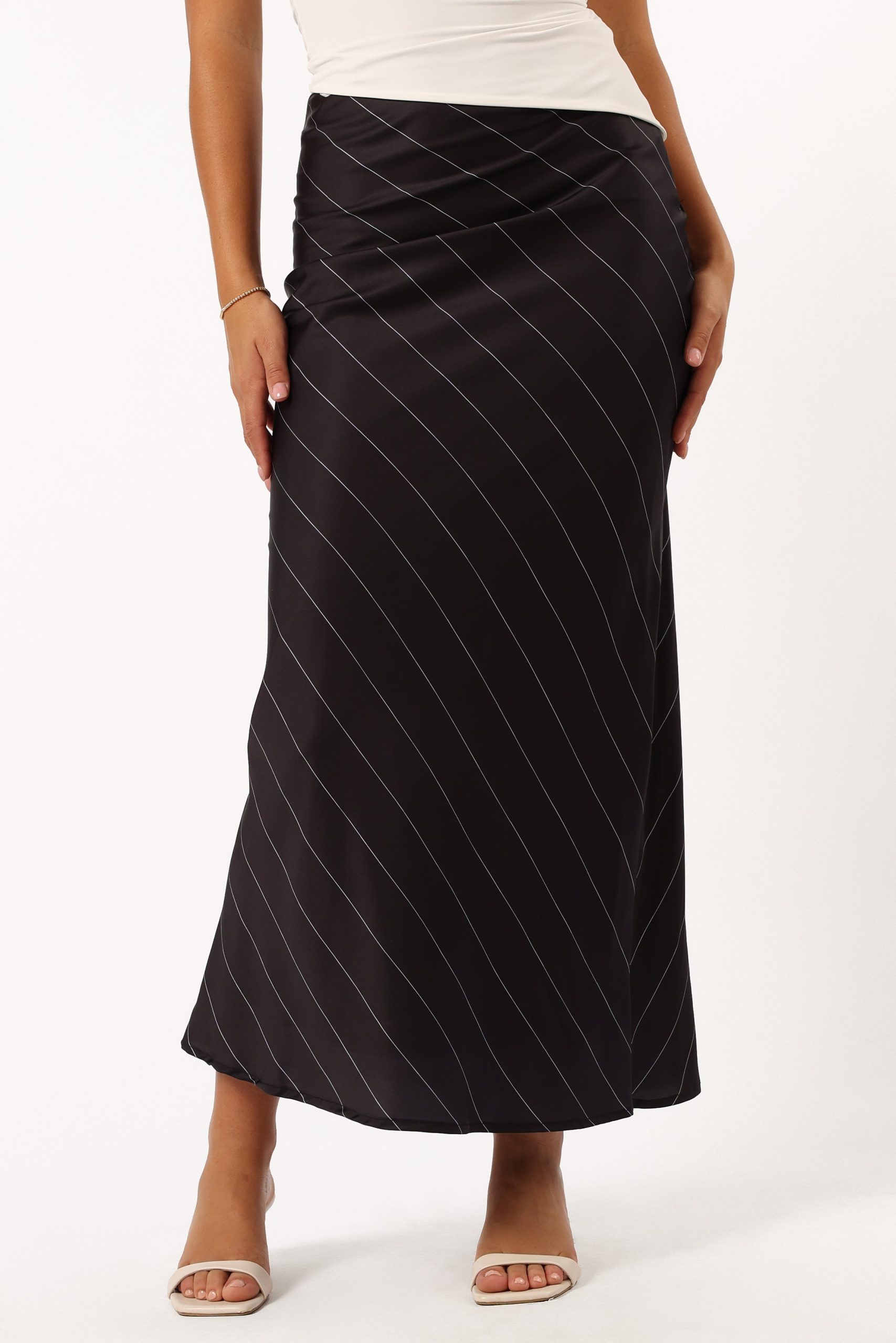 Heidi Stripe Slip Skirt - Black White Stripe - Image 2