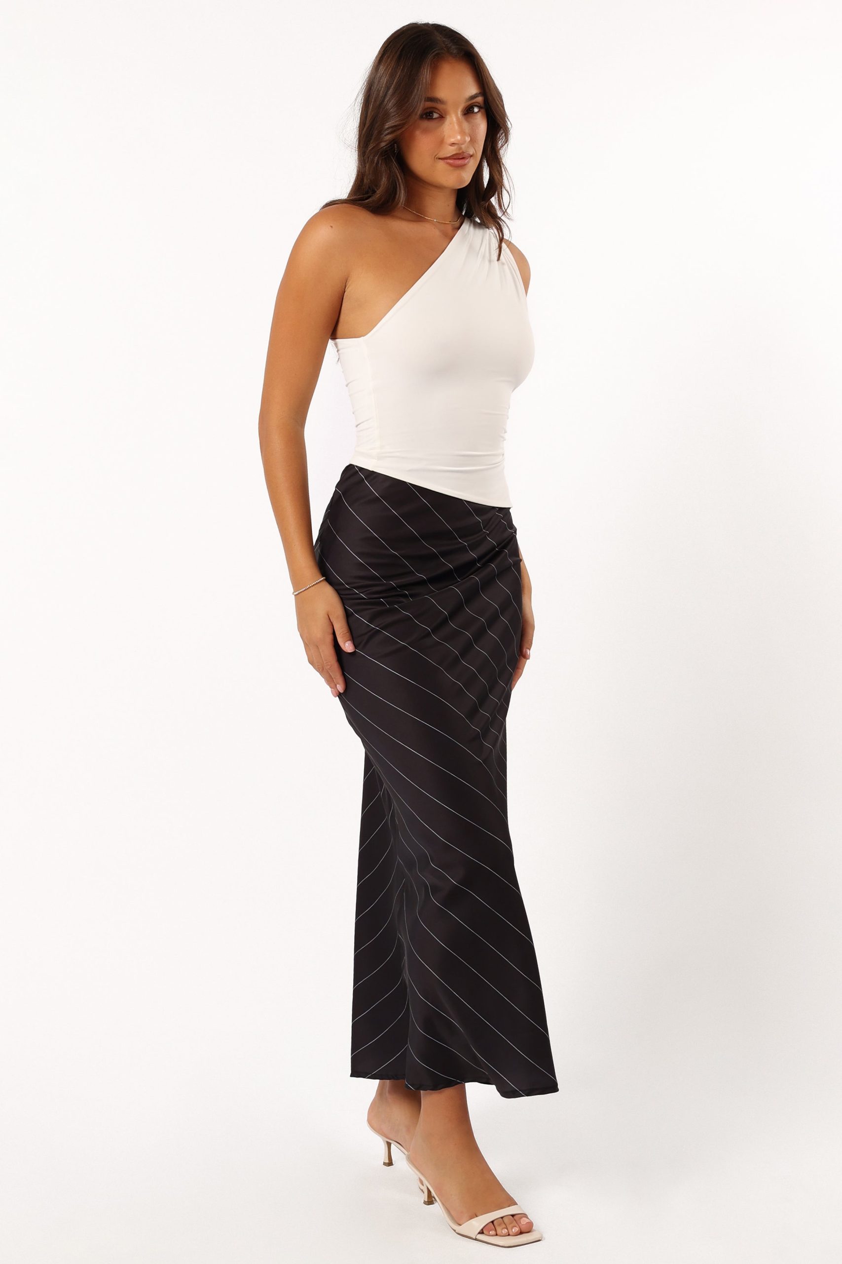 Heidi Stripe Slip Skirt - Black White Stripe - Image 6