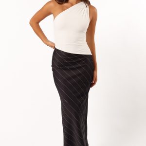 Heidi Stripe Slip Skirt - Black White Stripe