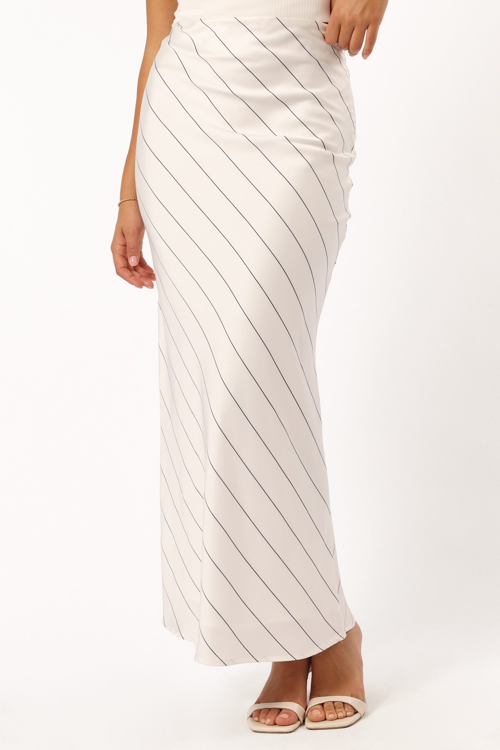 Heidi Stripe Slip Skirt - White Black Stripe - Image 2