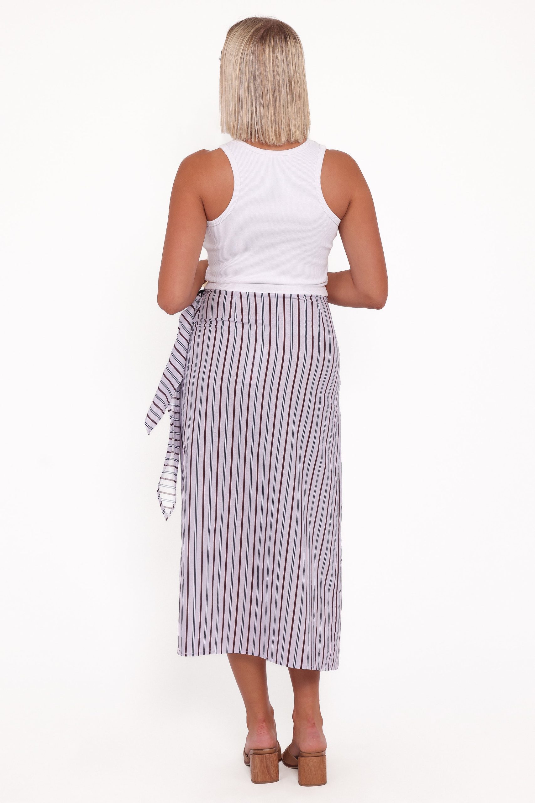 Jacey Wrap Midi Skirt - Midnight Stripe - Image 4