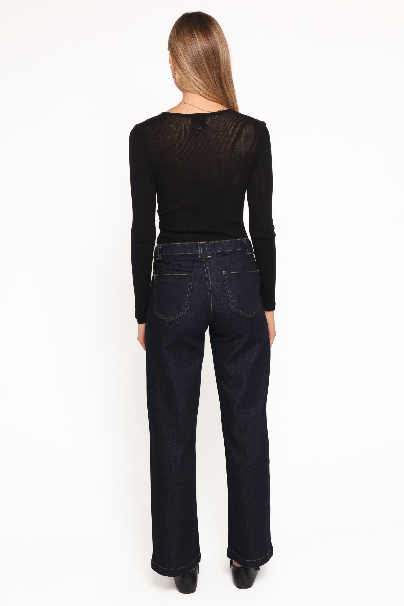 Jacinta Button Down Slim Wide Jean - Dark Wash - Image 4