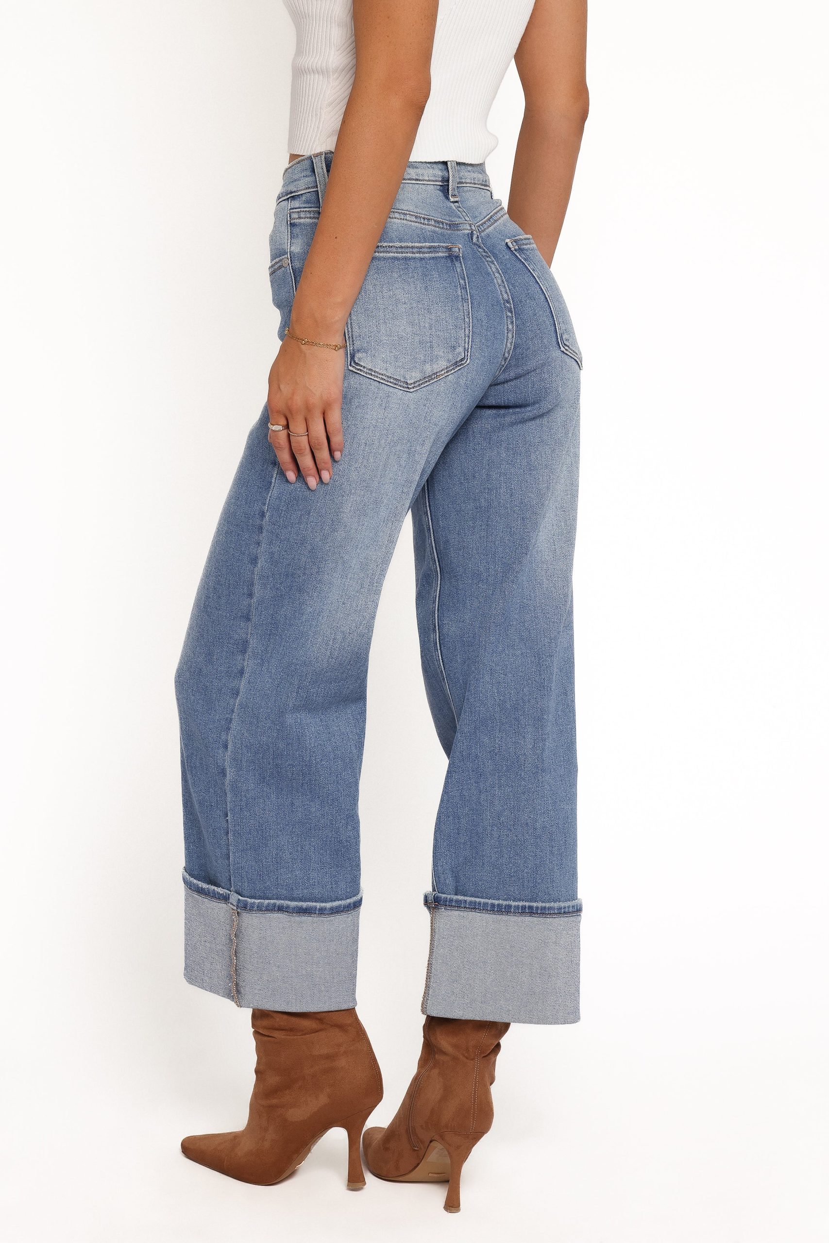 Just Black Cuffed Wide Leg Jean - Medium - Image 4