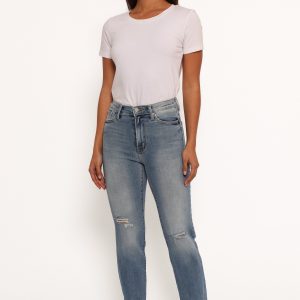 Just Black Distressed Slim Leg Jean - Light Denim