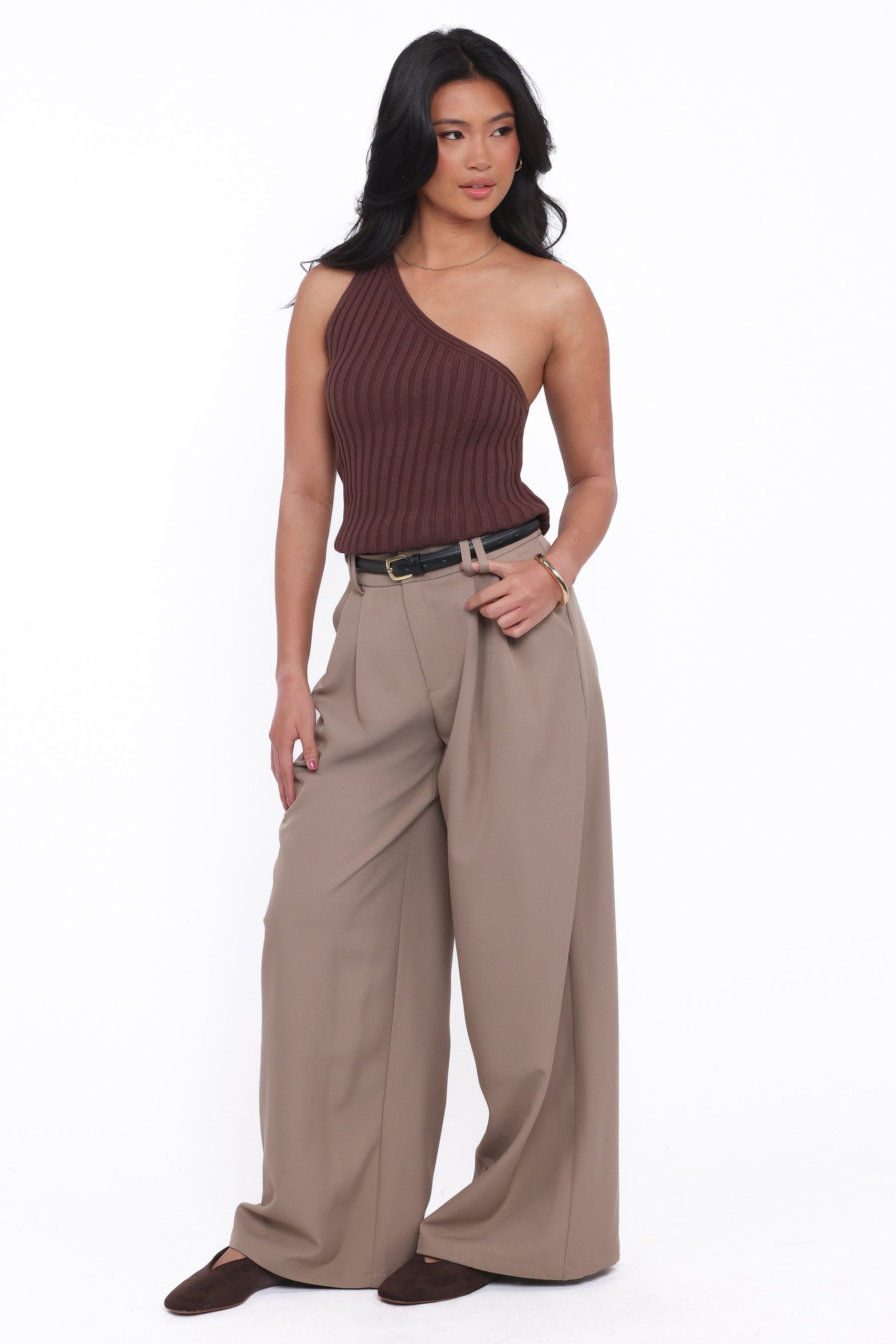 Kathryn Wide Leg Pant - Beige - Image 3