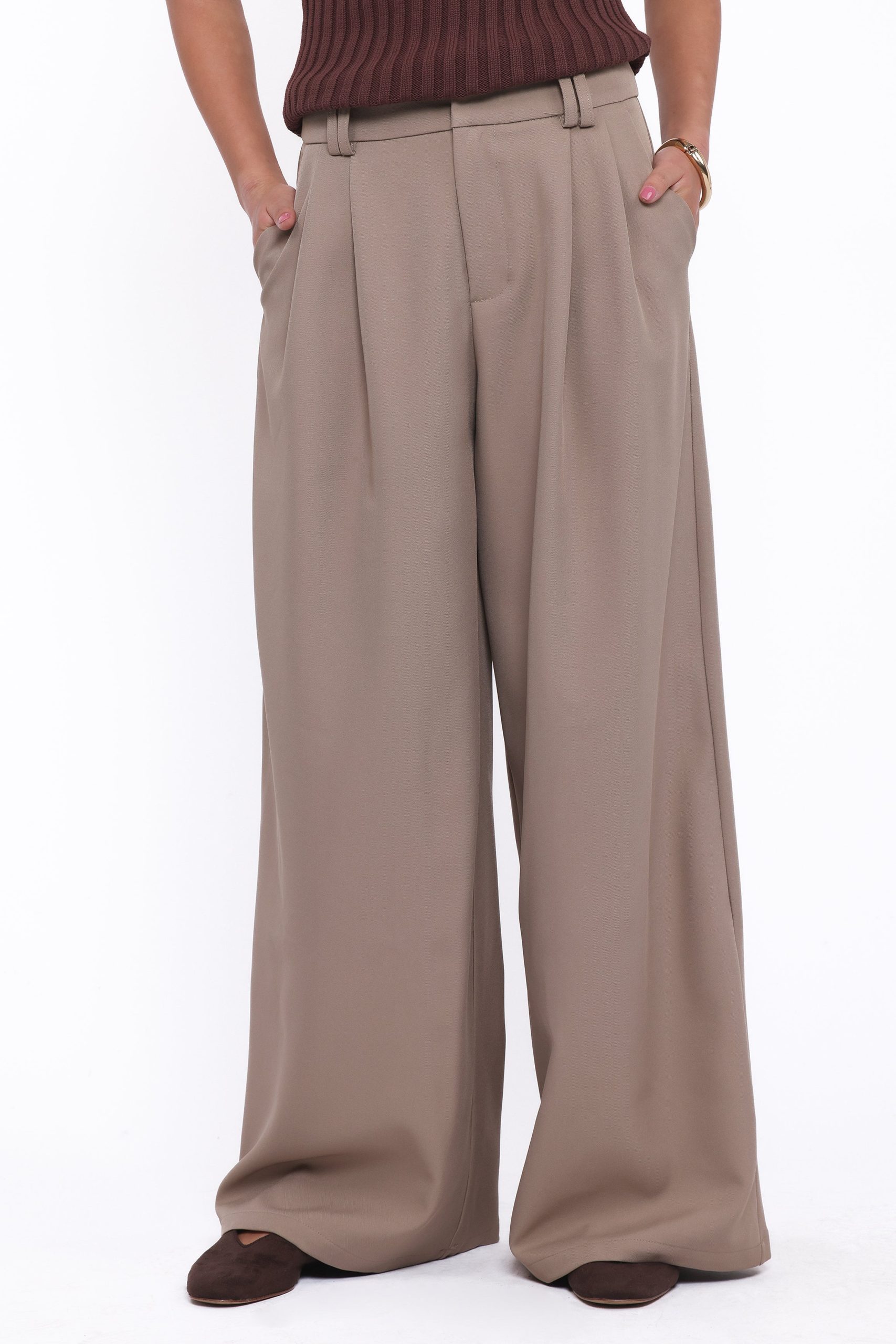 Kathryn Wide Leg Pant - Beige - Image 2