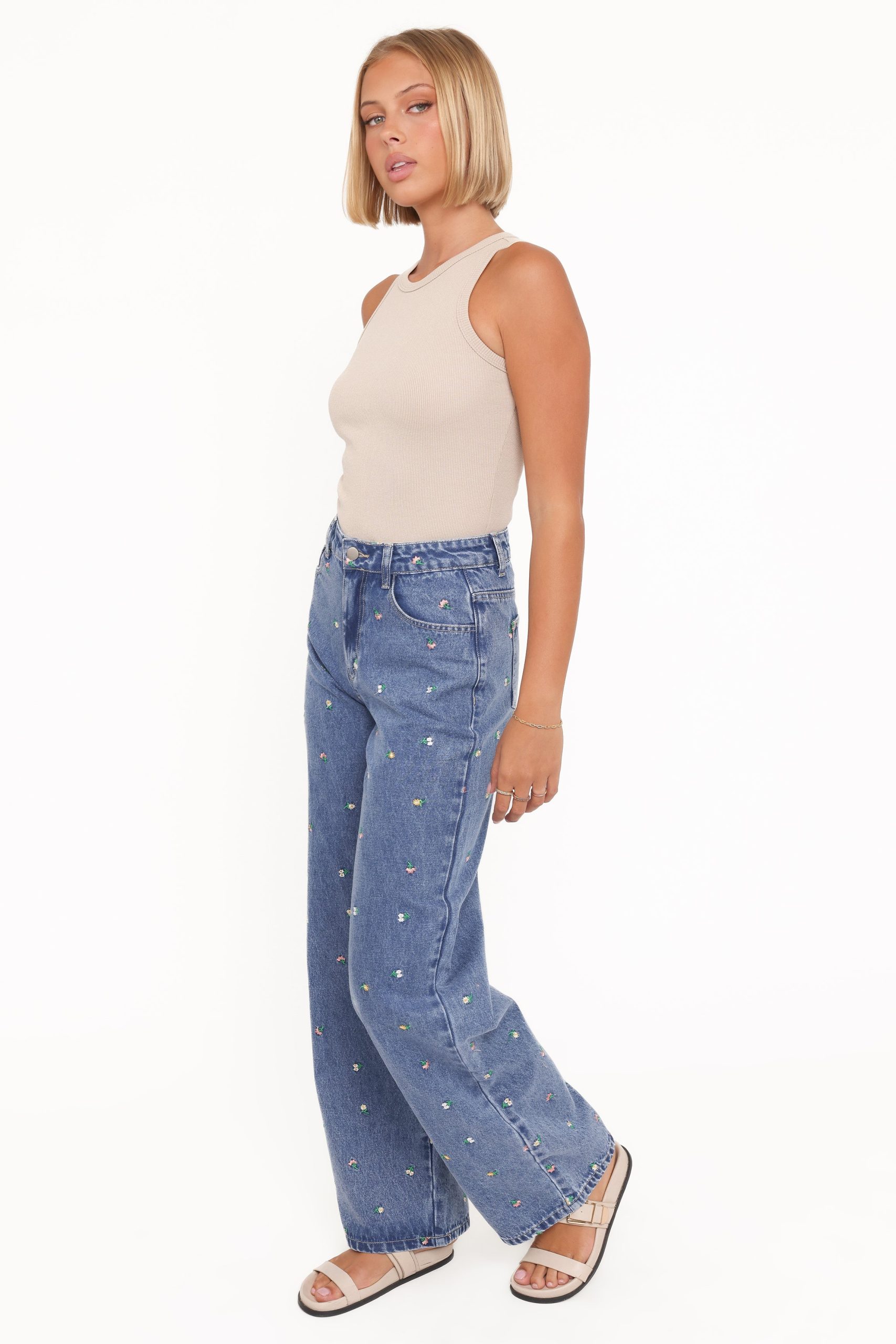 Kendall Straight Leg Jeans - Embroidery Medium Wash - Image 4