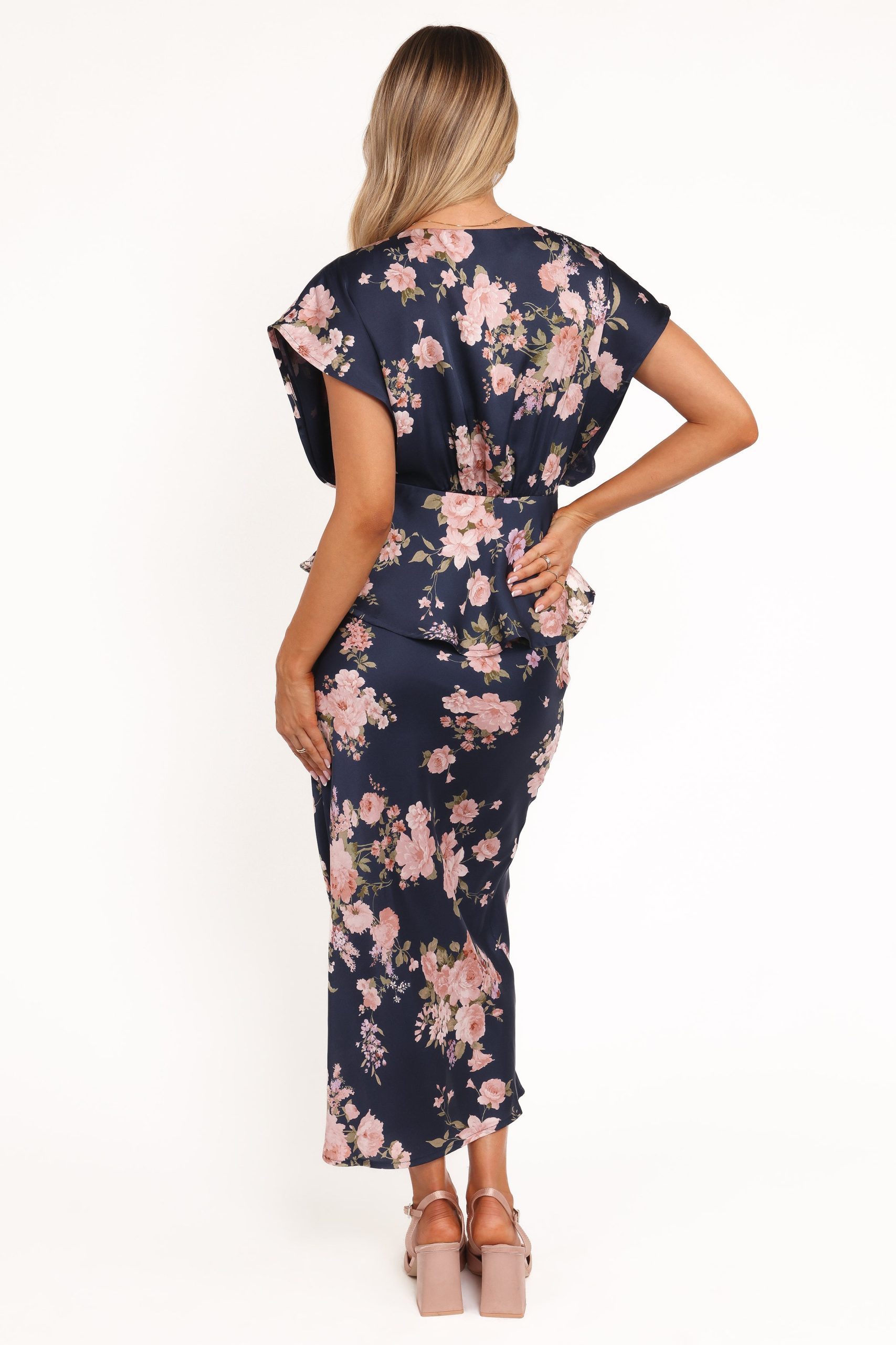 Kenna Satin Midi Skirt - Navy Floral - Image 5