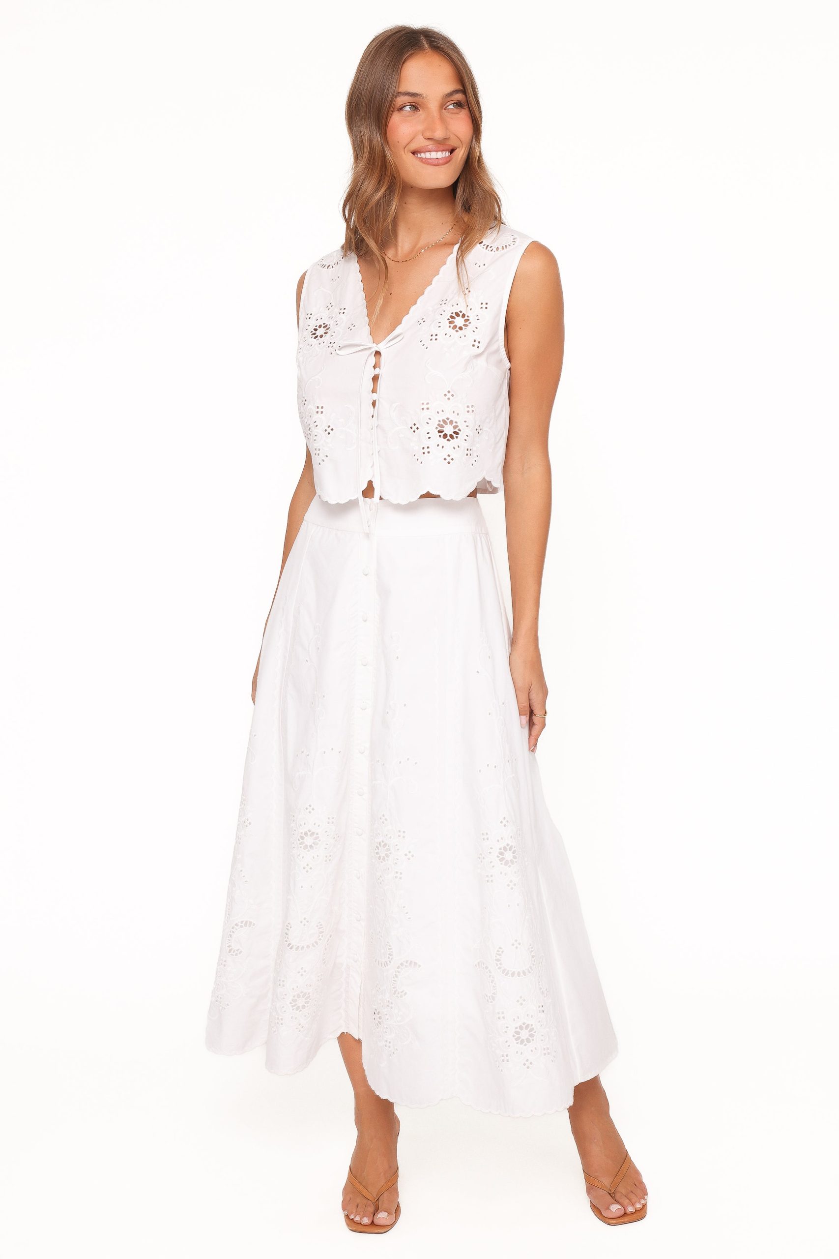 Kye Midi Skirt - White Broderie - Image 2