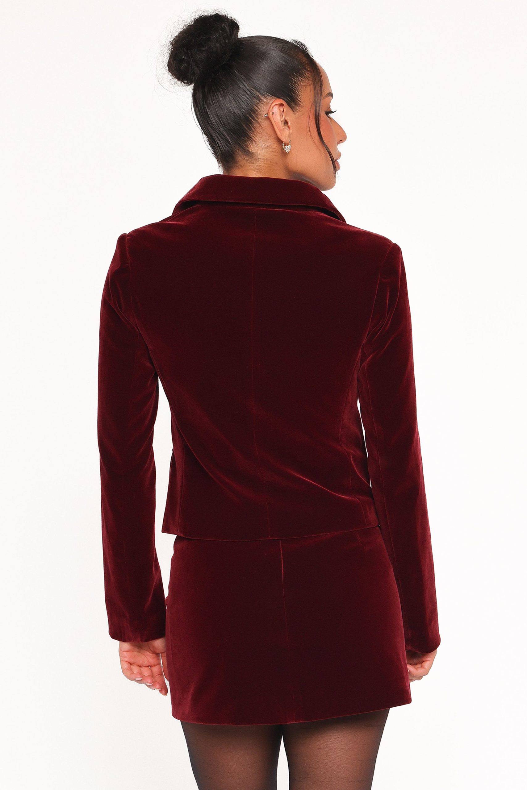 Lainey Velvet Mini Skirt - Burgundy - Image 5