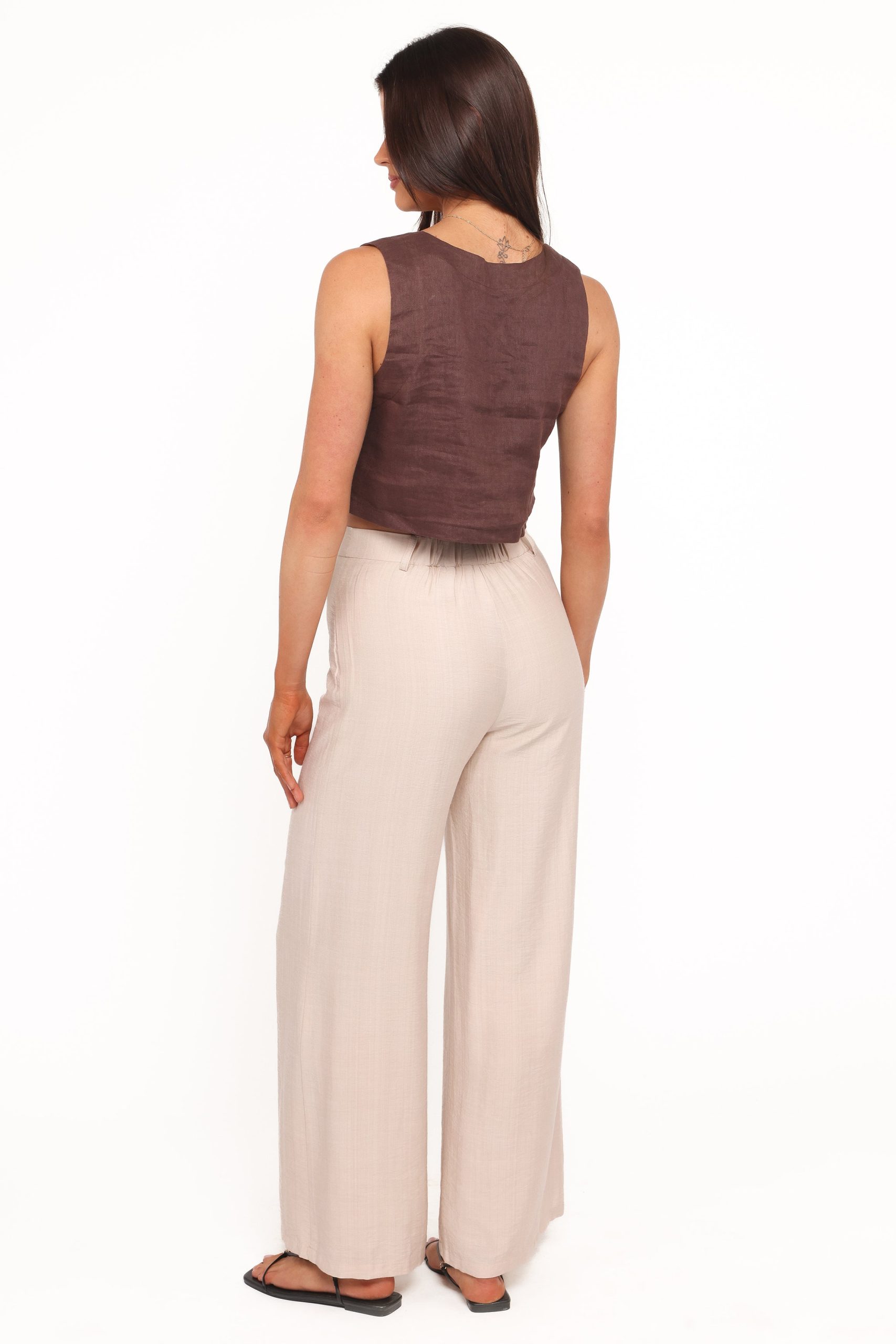 Lauren Wide Leg Pant - Beige - Image 5