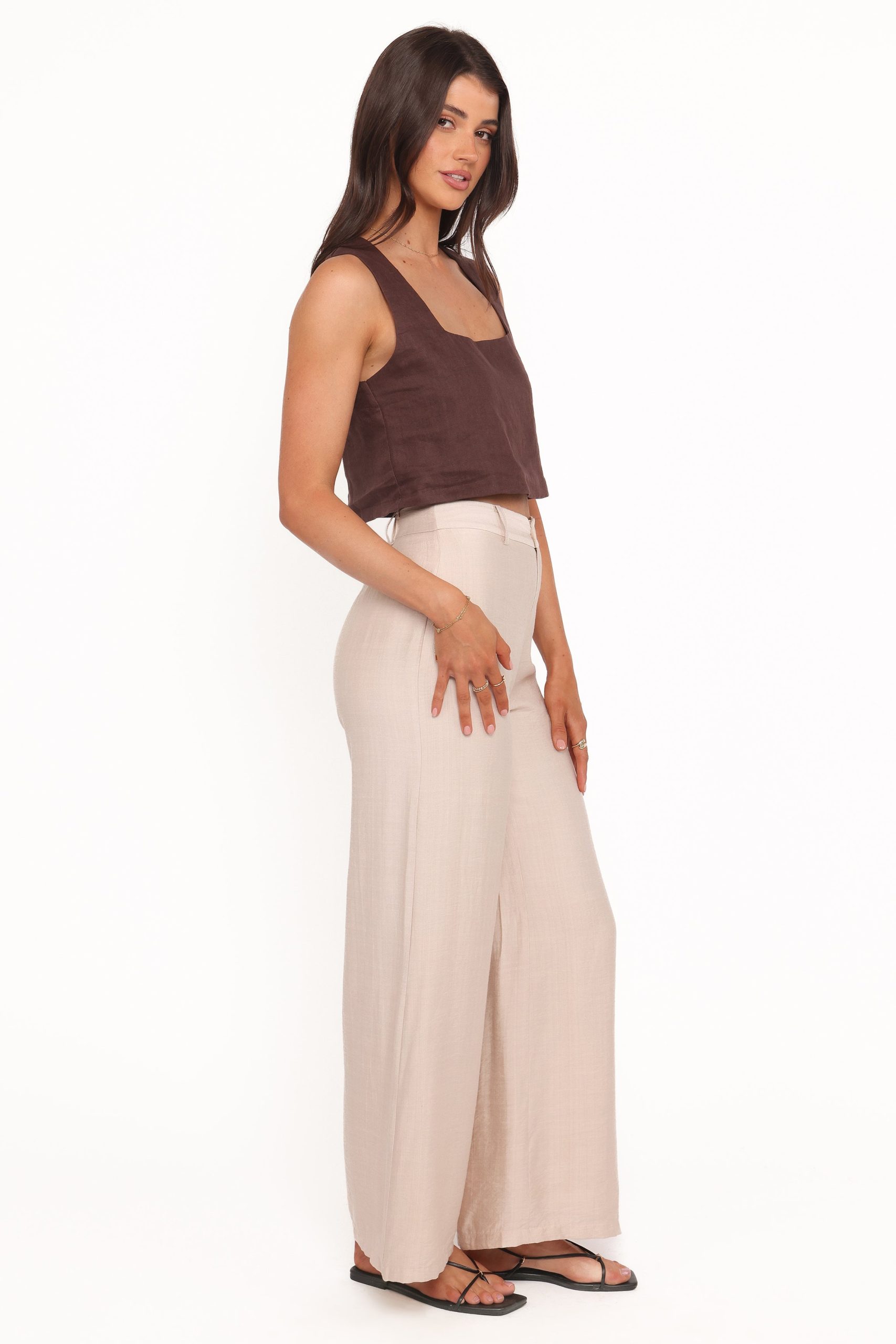 Lauren Wide Leg Pant - Beige - Image 4