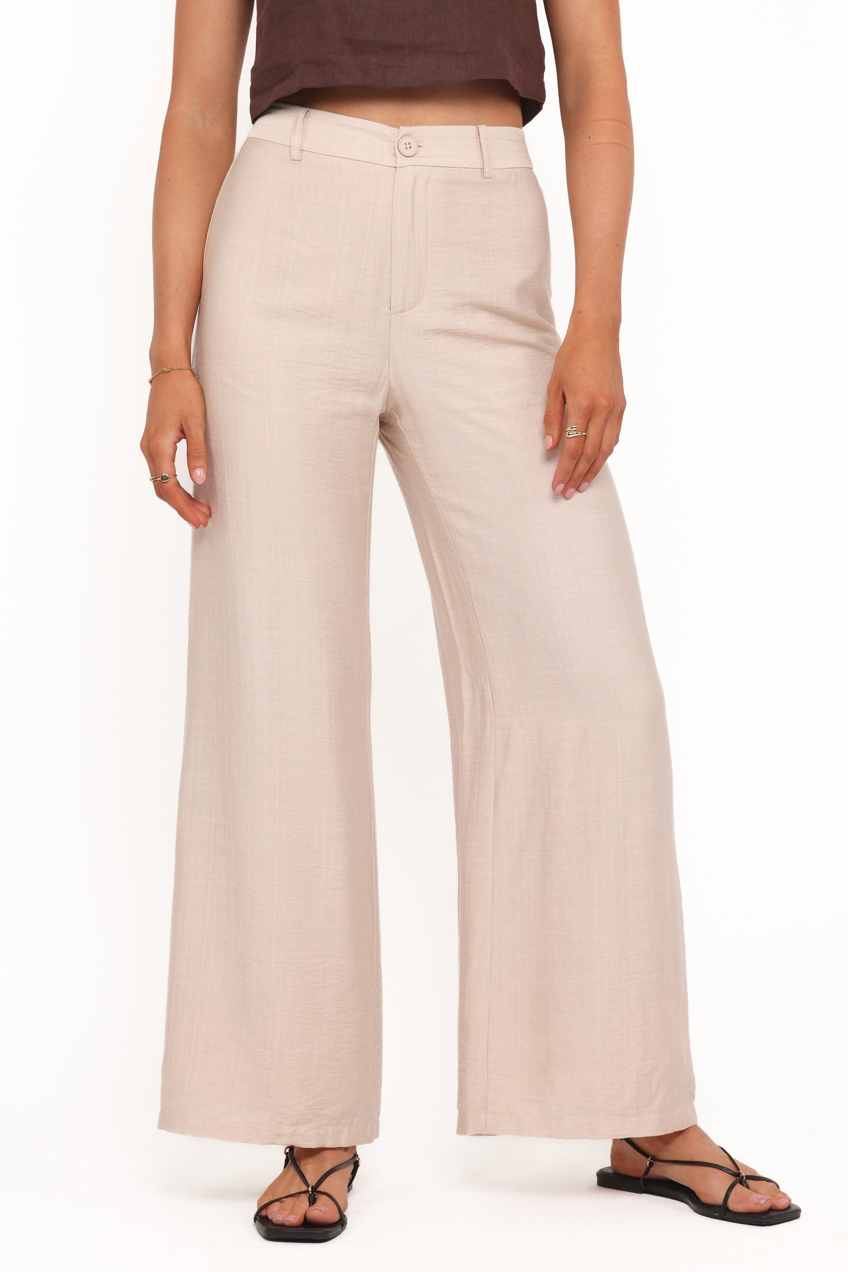 Lauren Wide Leg Pant - Beige - Image 3