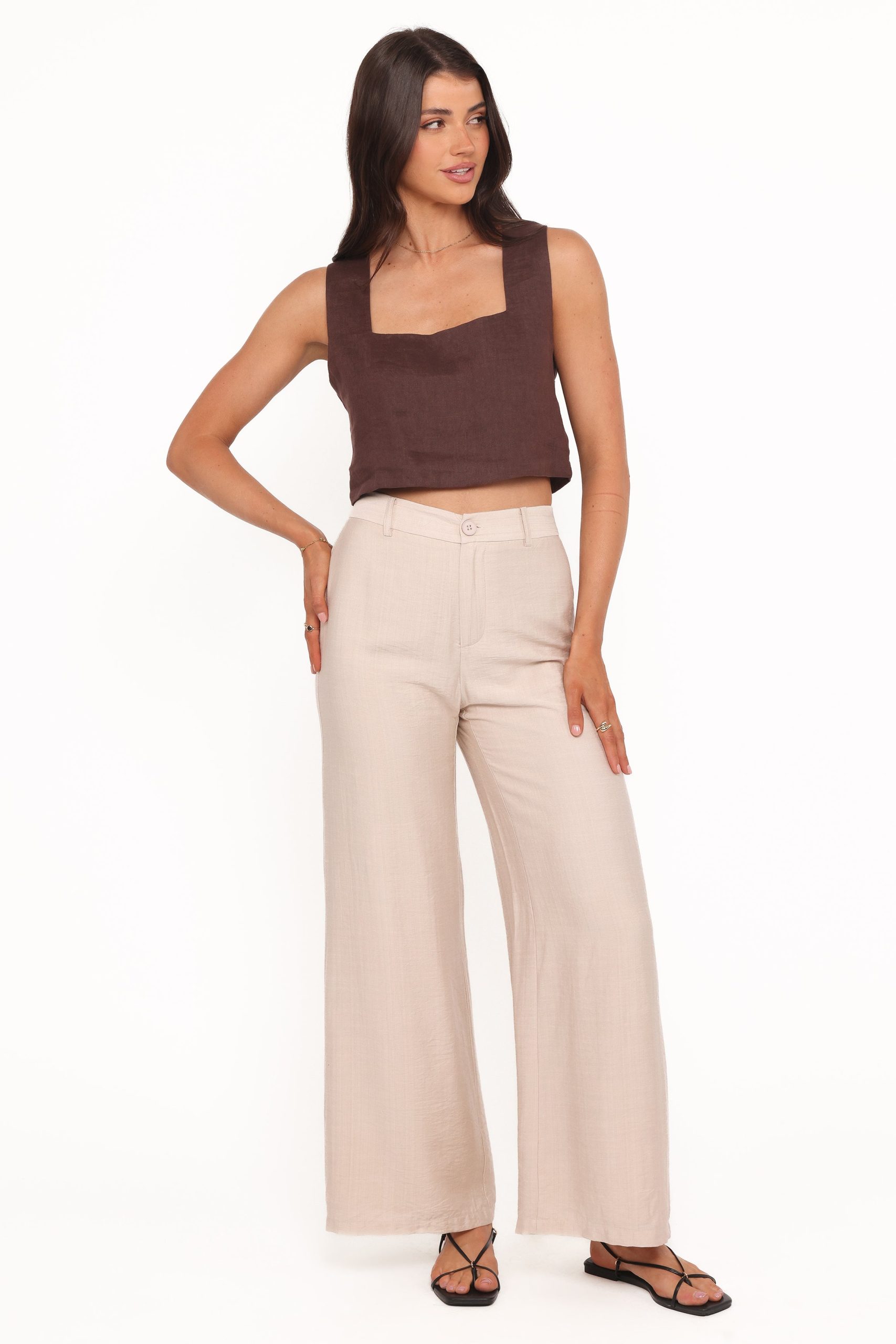 Lauren Wide Leg Pant - Beige - Image 2
