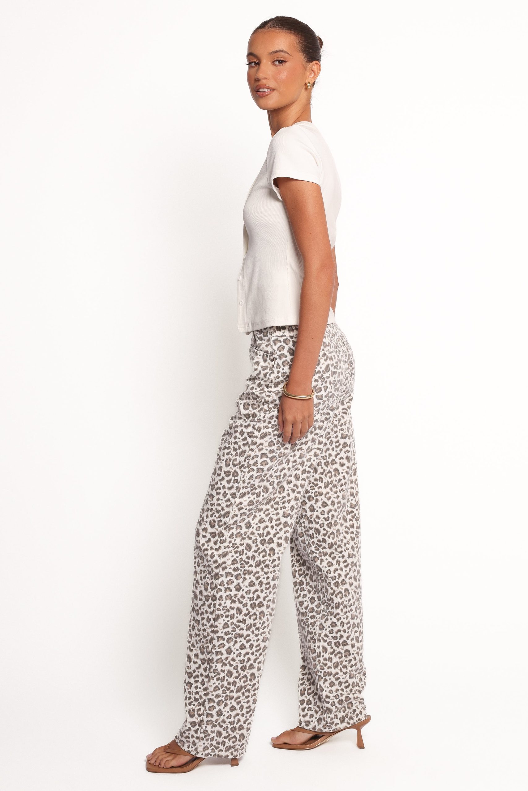 Leila Printed Wide Leg Jean - Leopard - Image 5