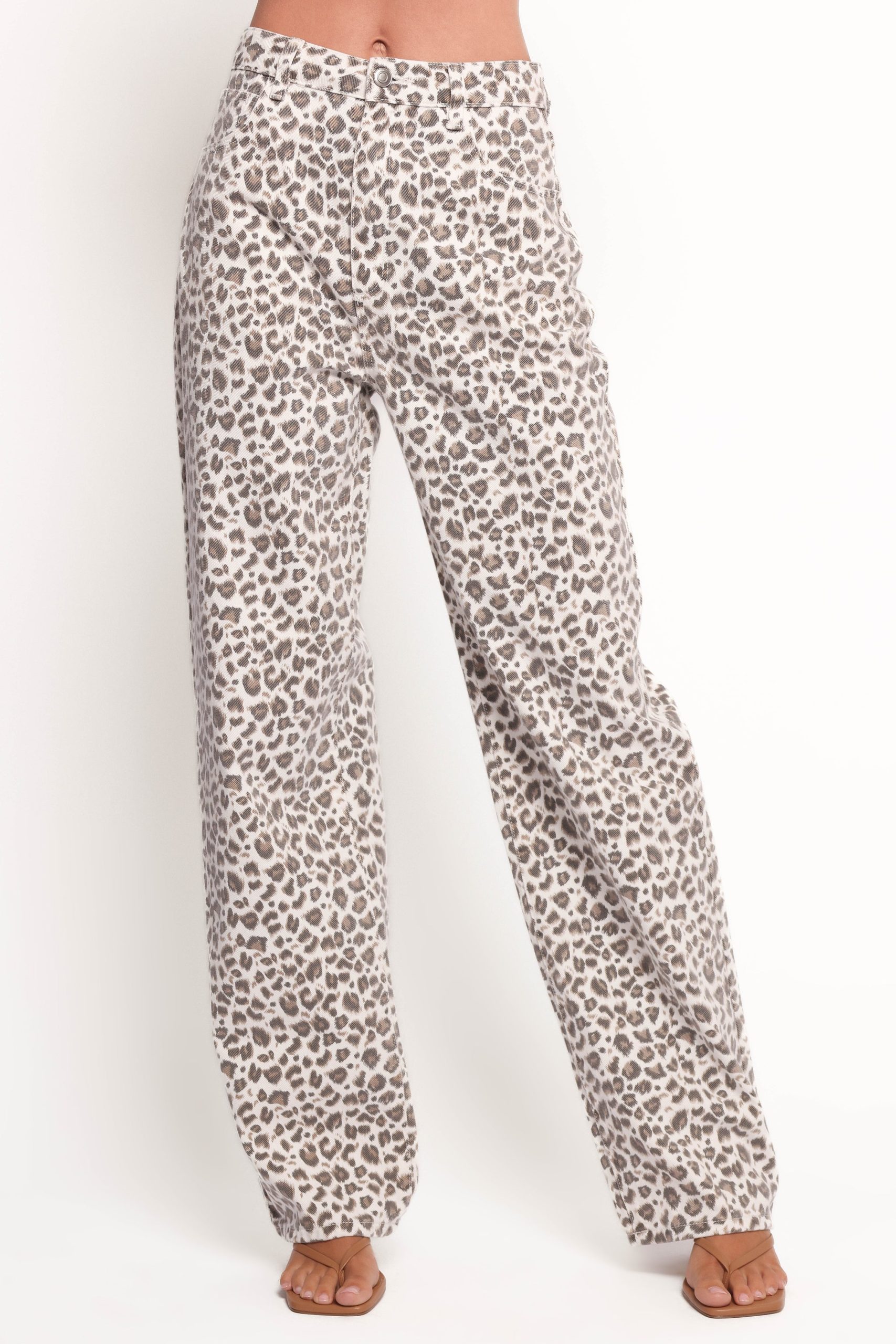Leila Printed Wide Leg Jean - Leopard - Image 2