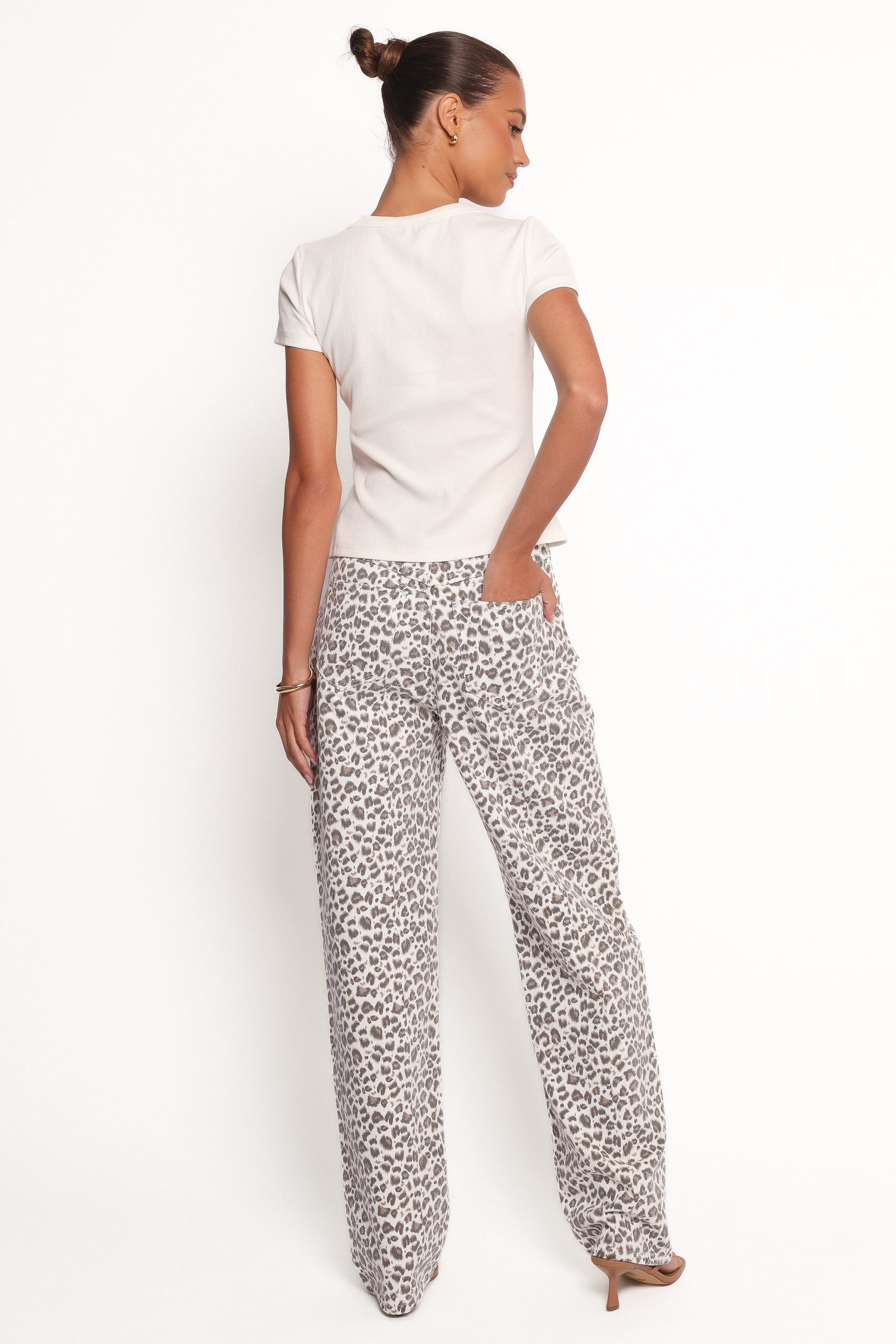 Leila Printed Wide Leg Jean - Leopard - Image 4