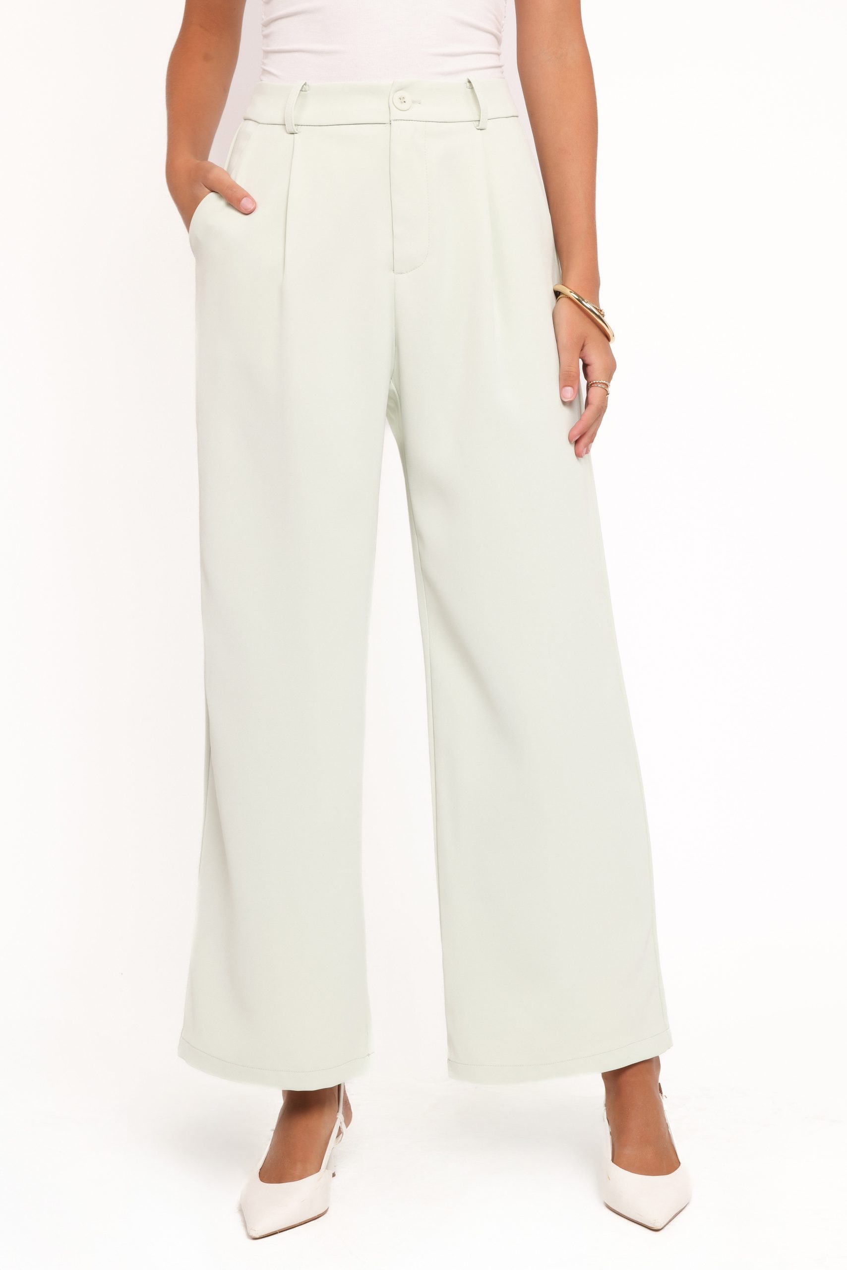 Lia Wide Leg Pant - Sage Green - Image 2