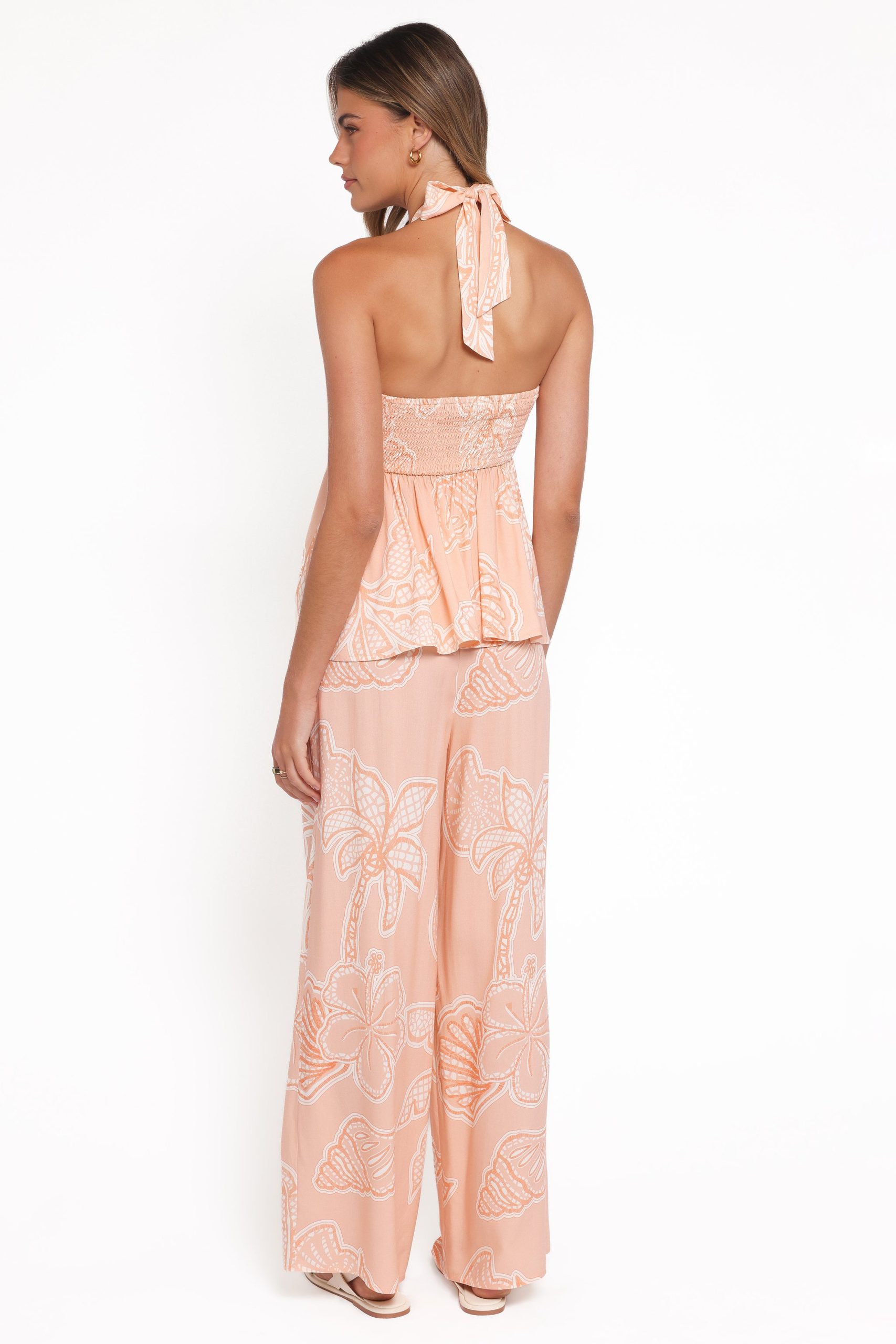 Lira Tie Waist Pant - Peach Floral - Image 5
