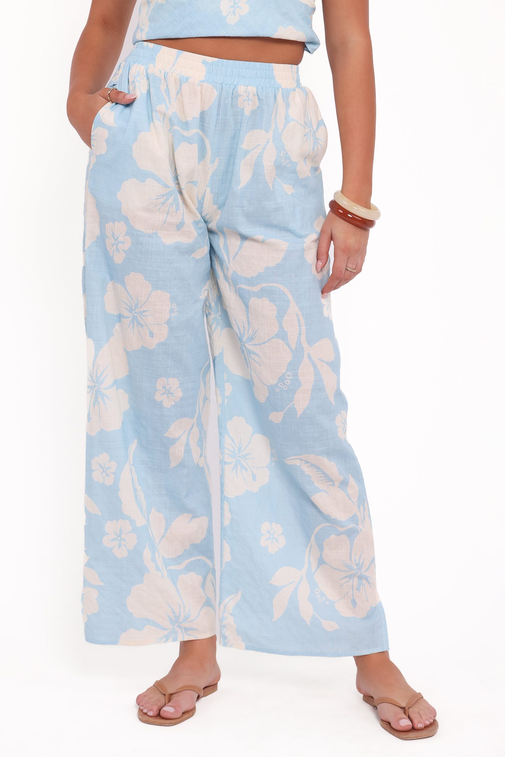 Lourdes Wide Leg Pant - Blue Hibiscus - Image 2