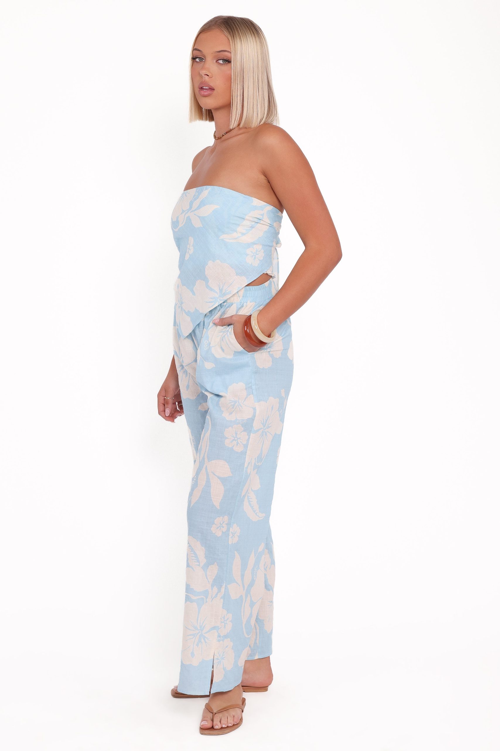 Lourdes Wide Leg Pant - Blue Hibiscus - Image 3