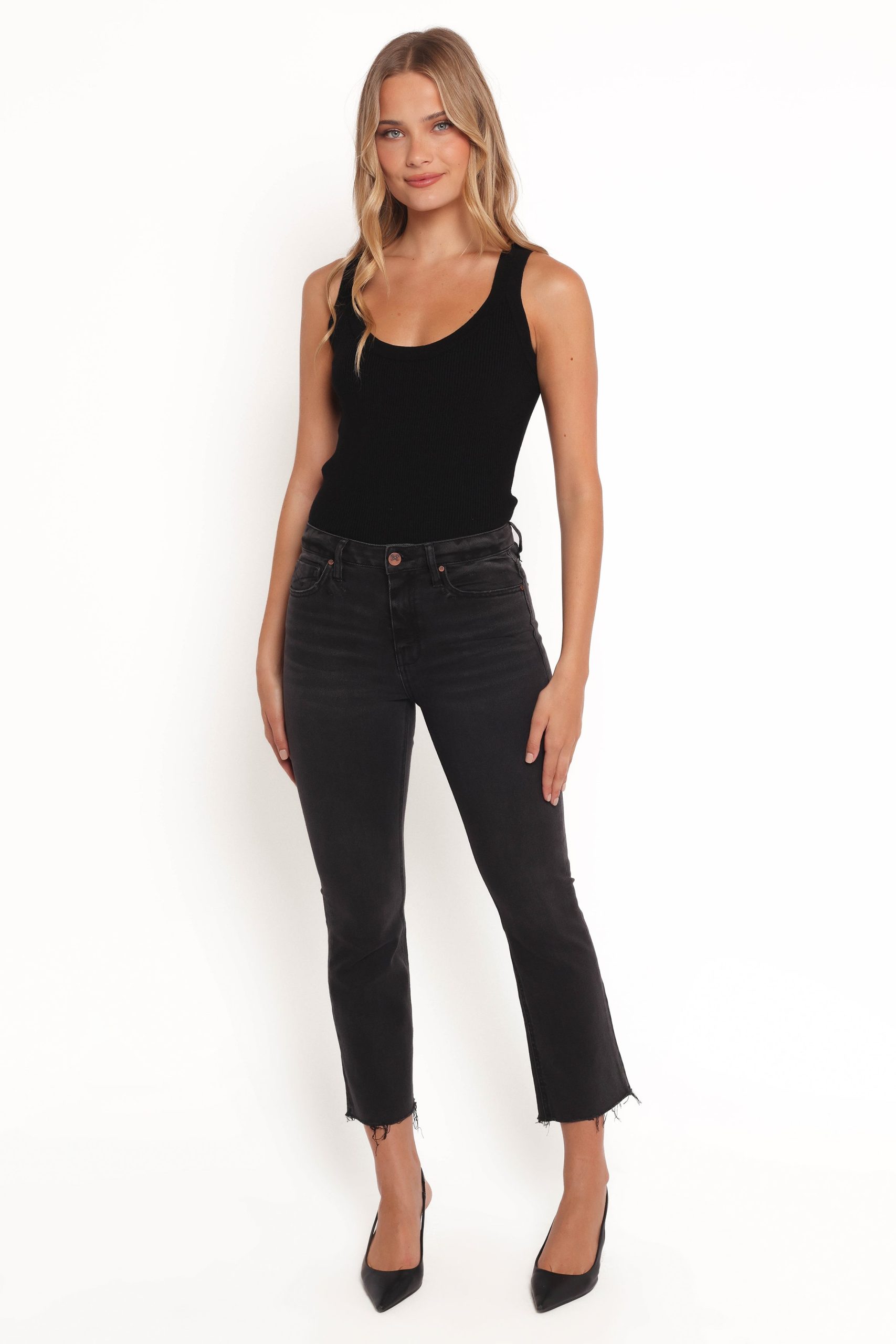 Marlow Mid Rise Crop Flare Jeans - Psych - Image 2