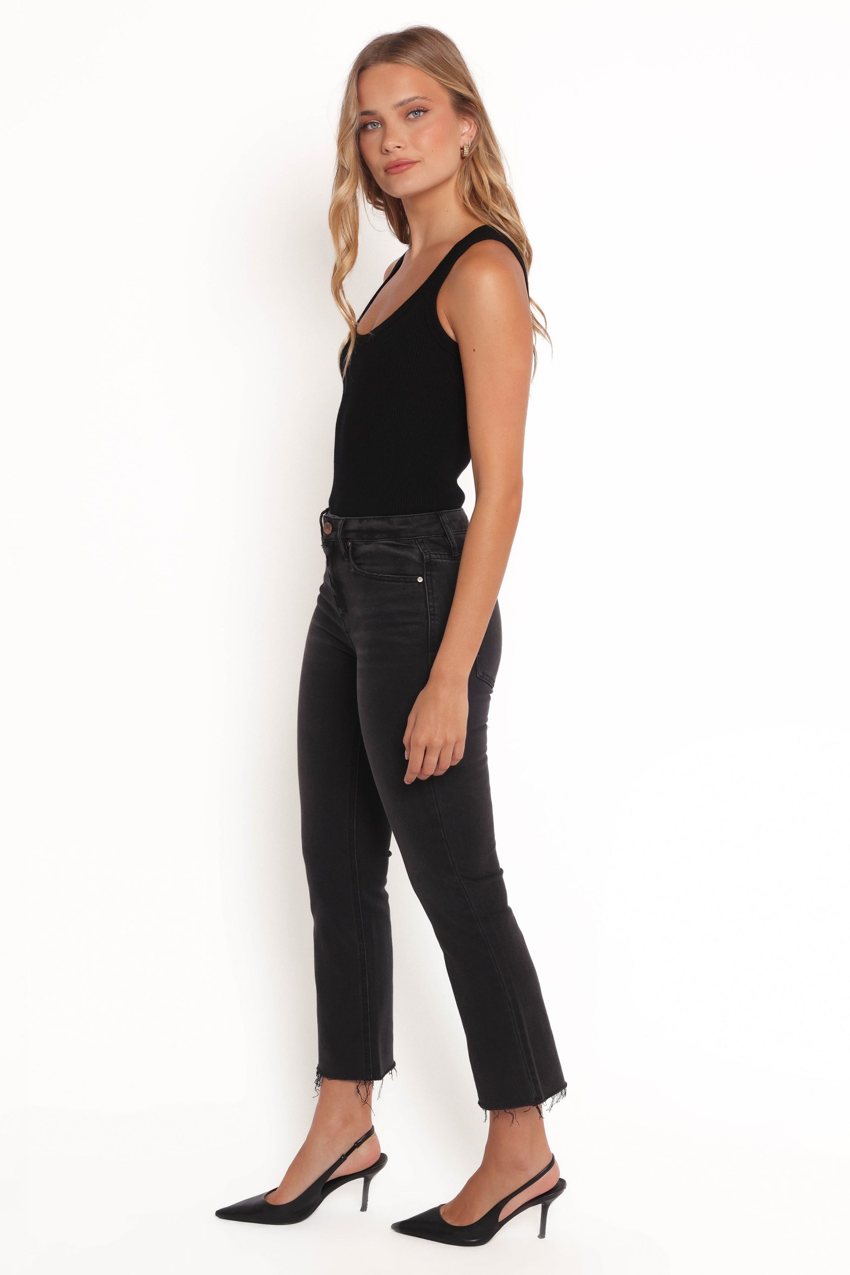 Marlow Mid Rise Crop Flare Jeans - Psych - Image 3