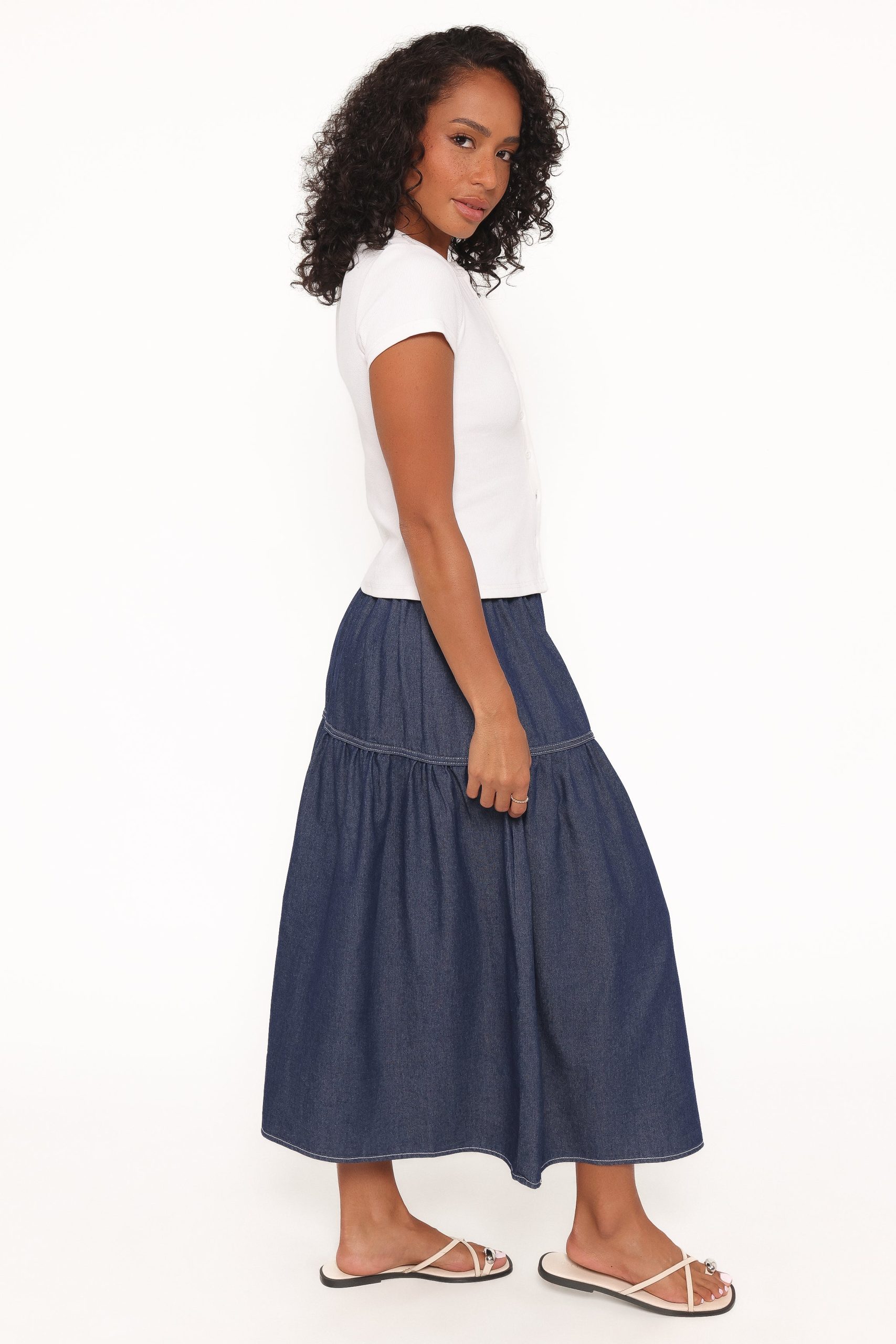 Meadow Midi Denim Skirt - Dark Wash - Image 4