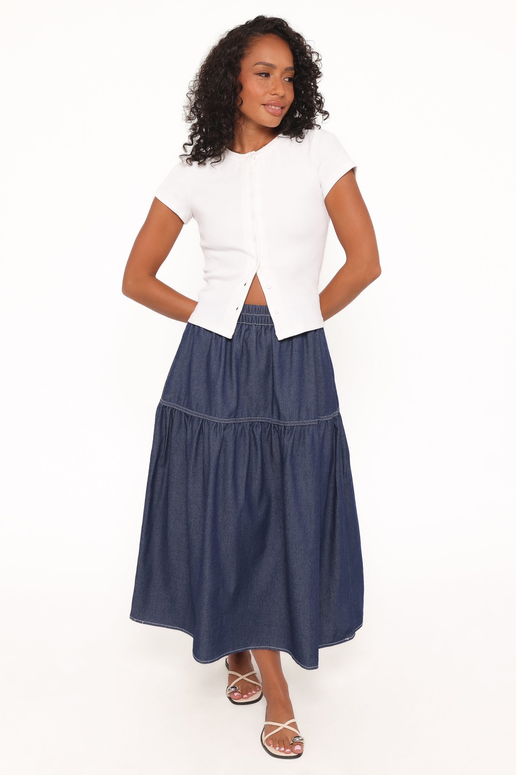 Meadow Midi Denim Skirt - Dark Wash - Image 6