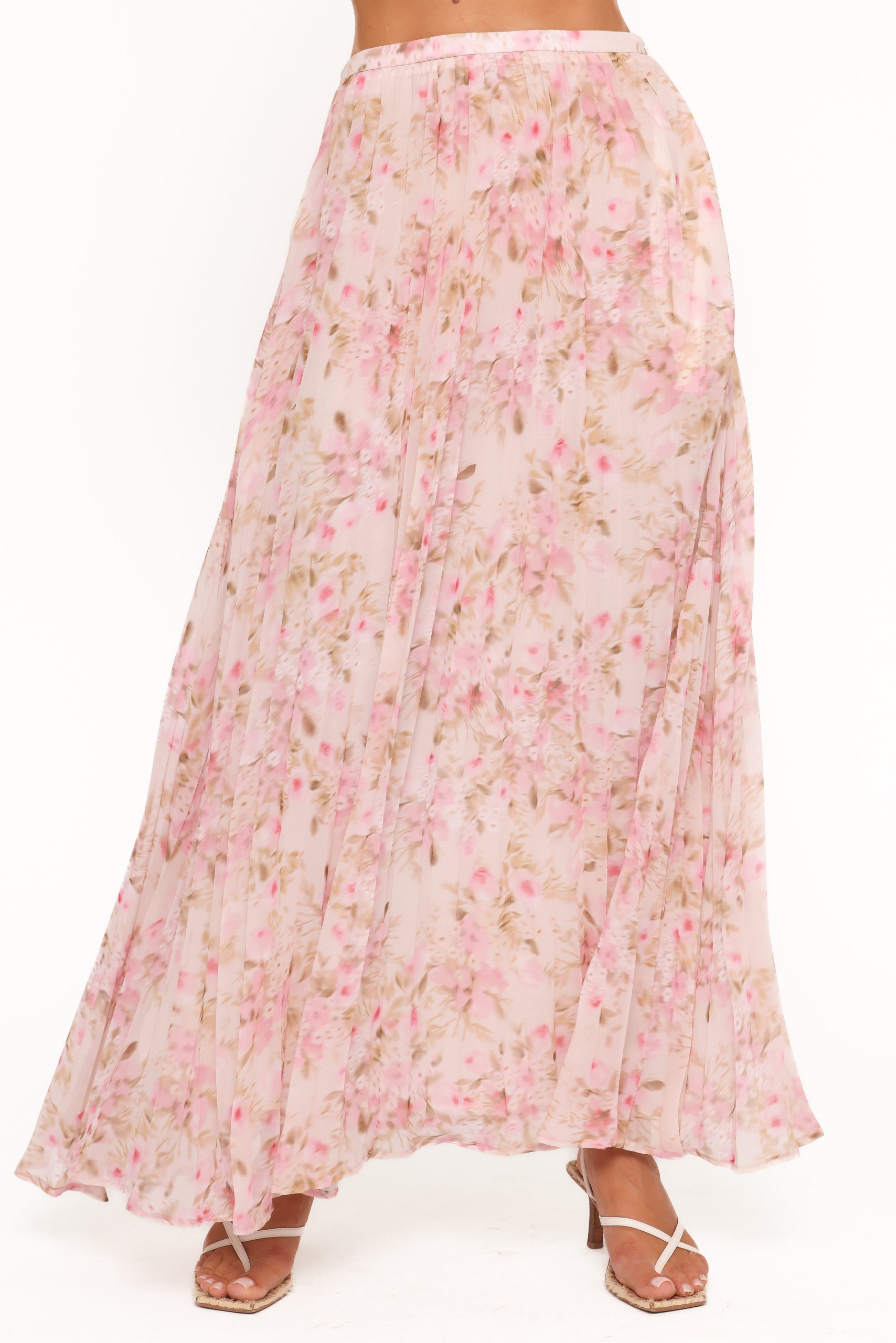 Mena Pleated Maxi Skirt - Blurred Pink Floral - Image 5
